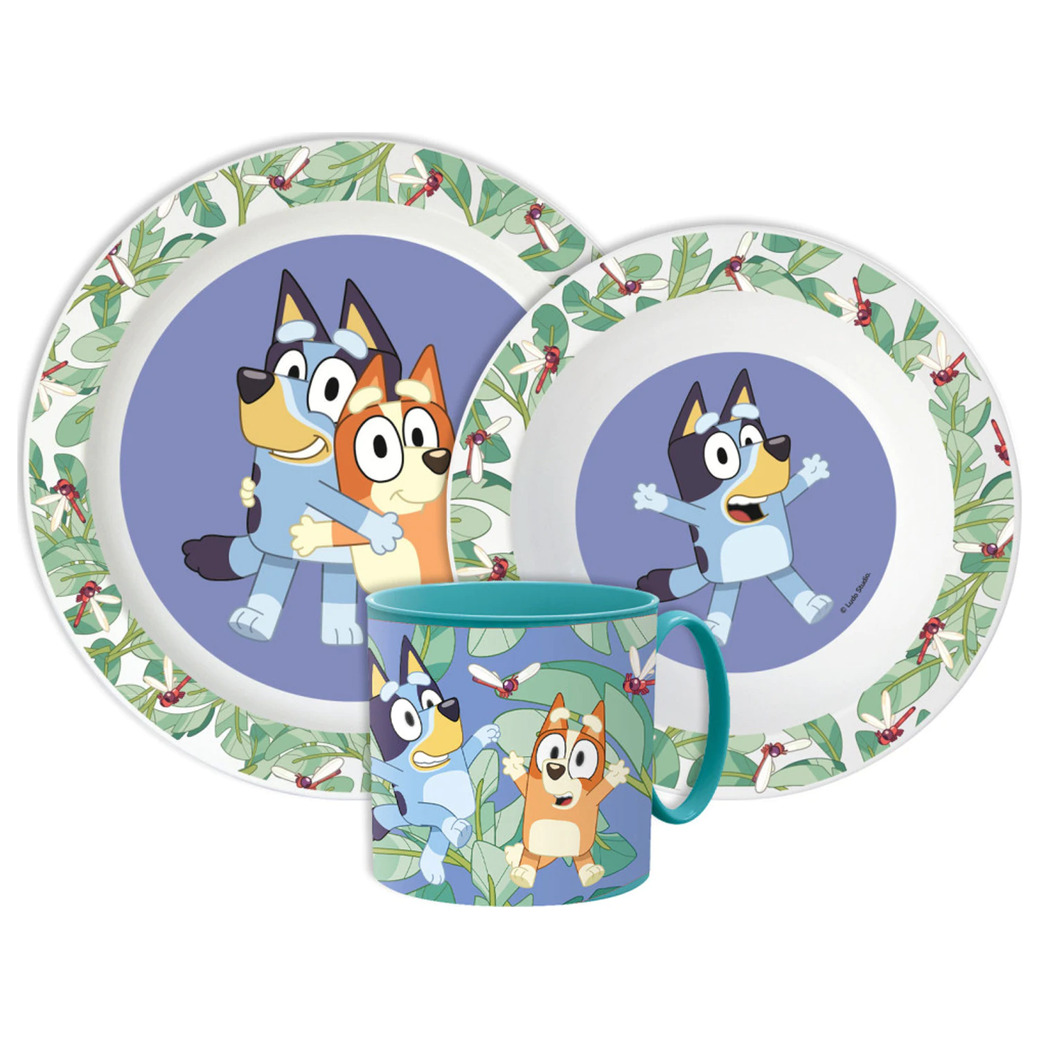 Bluey Tropical jídelní set, mikro plastový set s hrnkem fotografii produktu