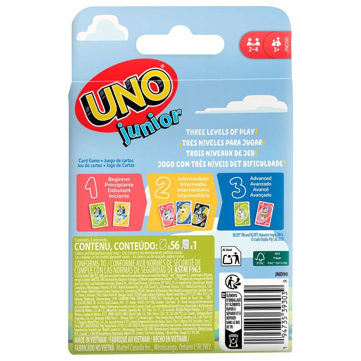 Bluey UNO Junior Karetní hra fotografii produktu