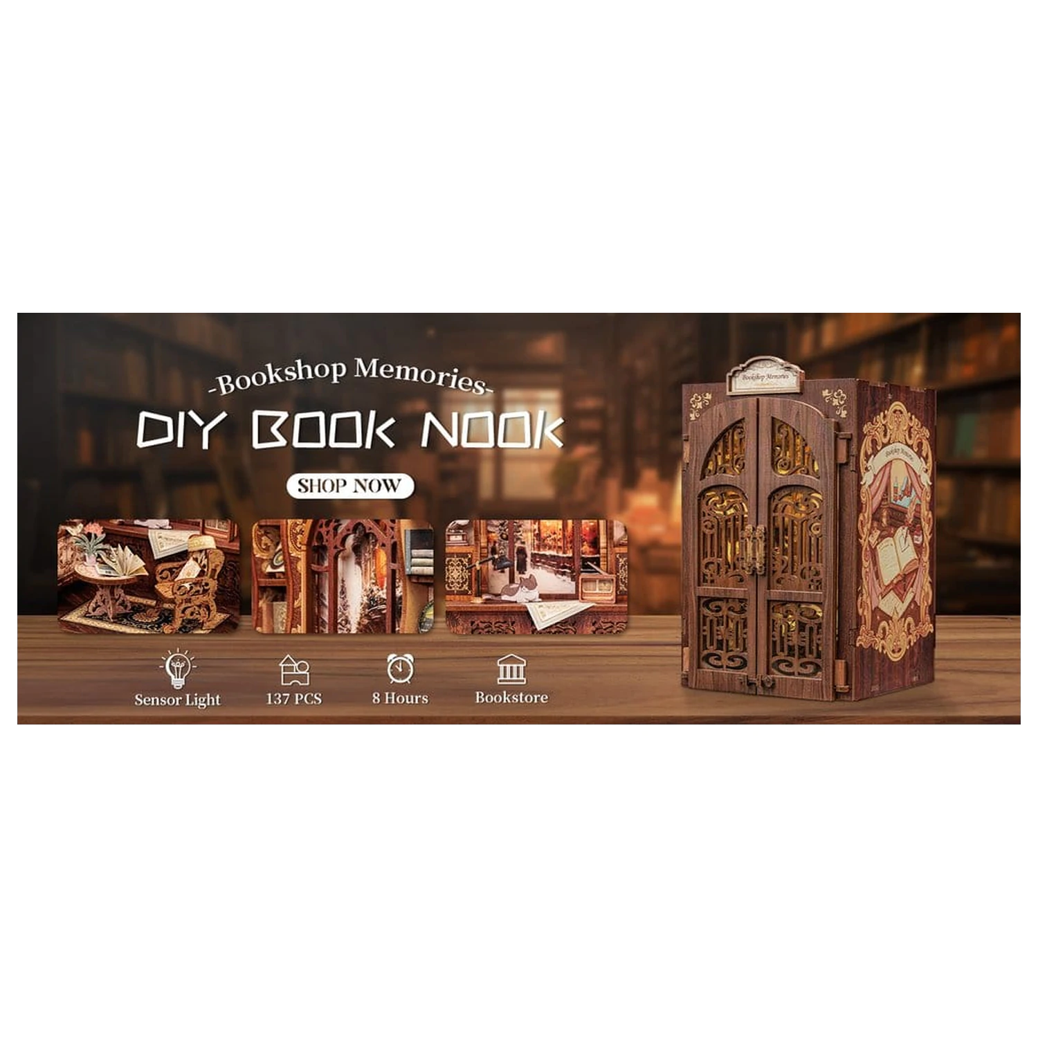 Book Nook Bookshop Memories 17 x 10 cm fotografii produktu