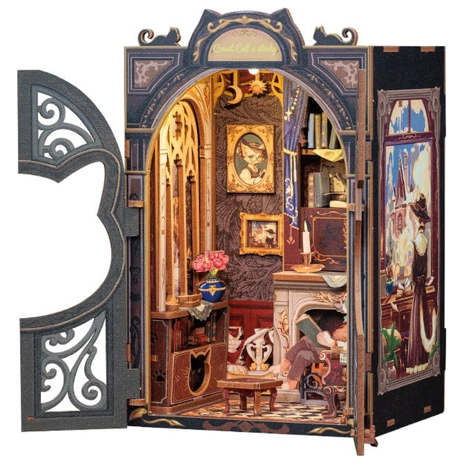 Book Nook Count Cat's Study 17 x 12 cm fotografii produktu