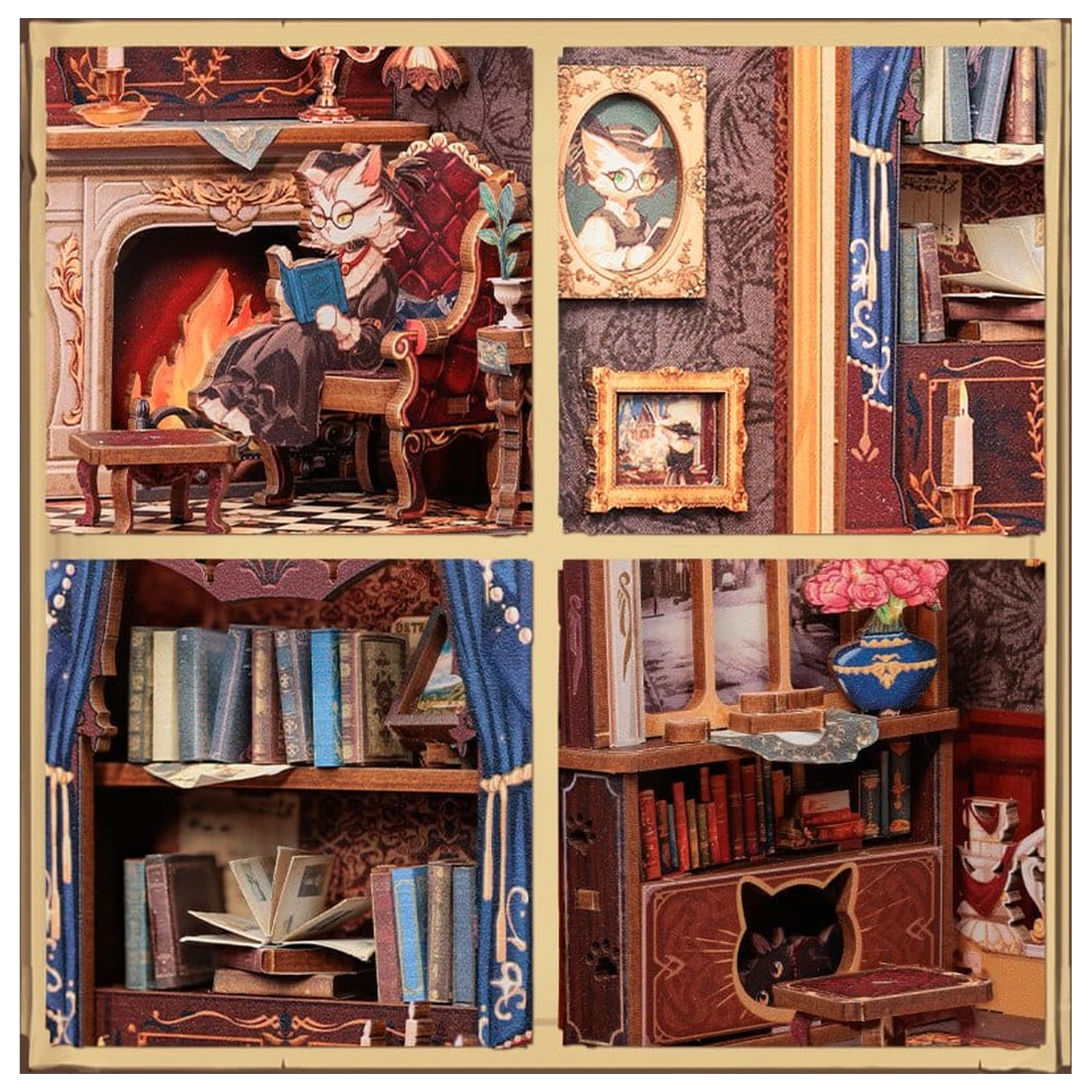 Book Nook Count Cat's Study 17 x 12 cm fotografii produktu