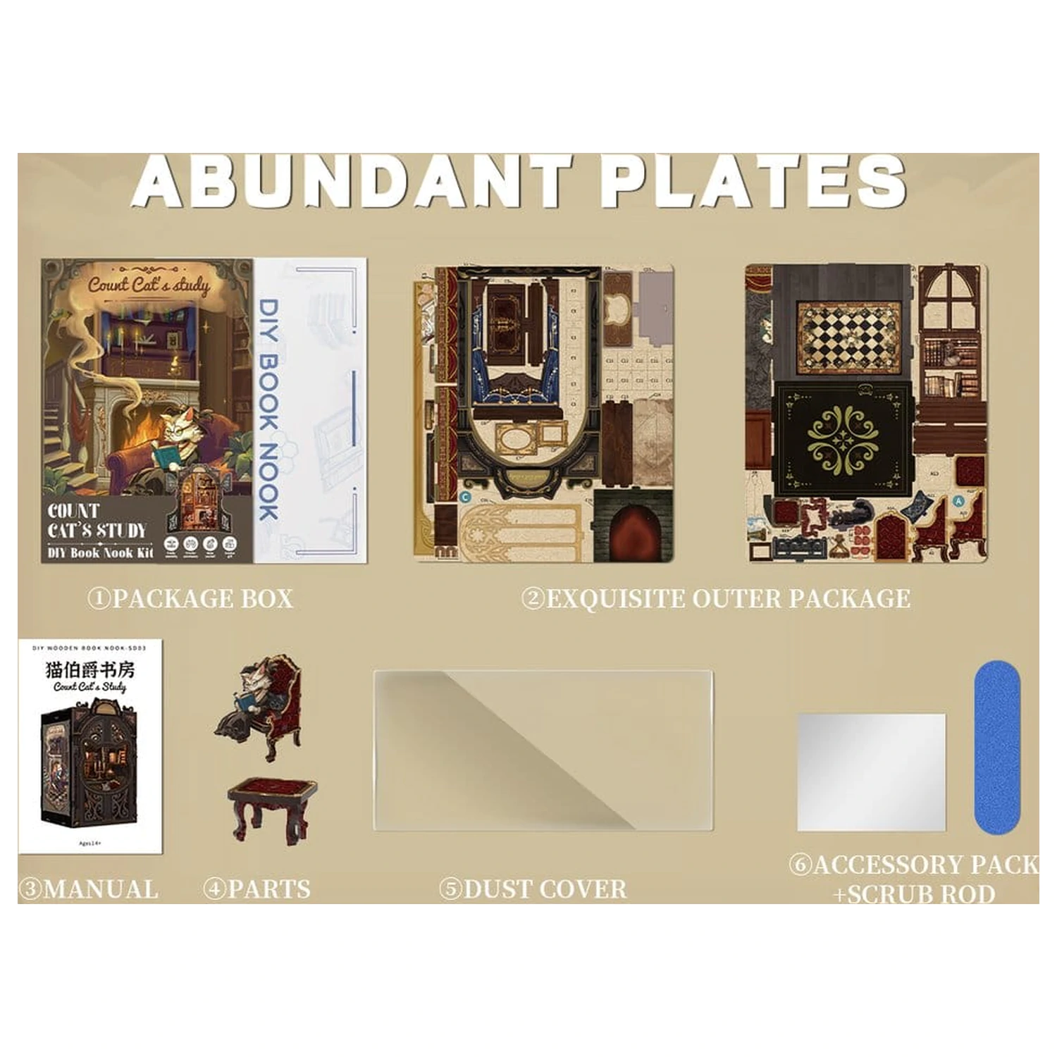 Book Nook Count Cat's Study 17 x 12 cm fotografii produktu