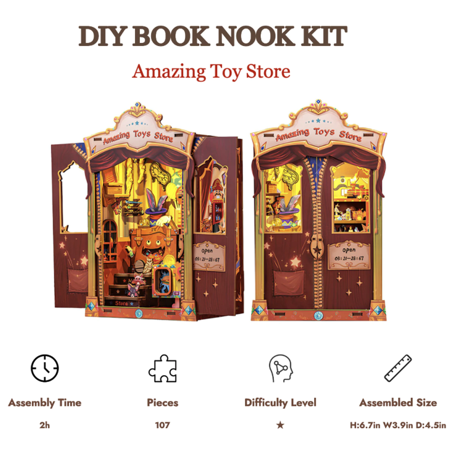 Book Nook Kit DIY Amazing Toy Store 107 ks + LED světlo fotografii produktu