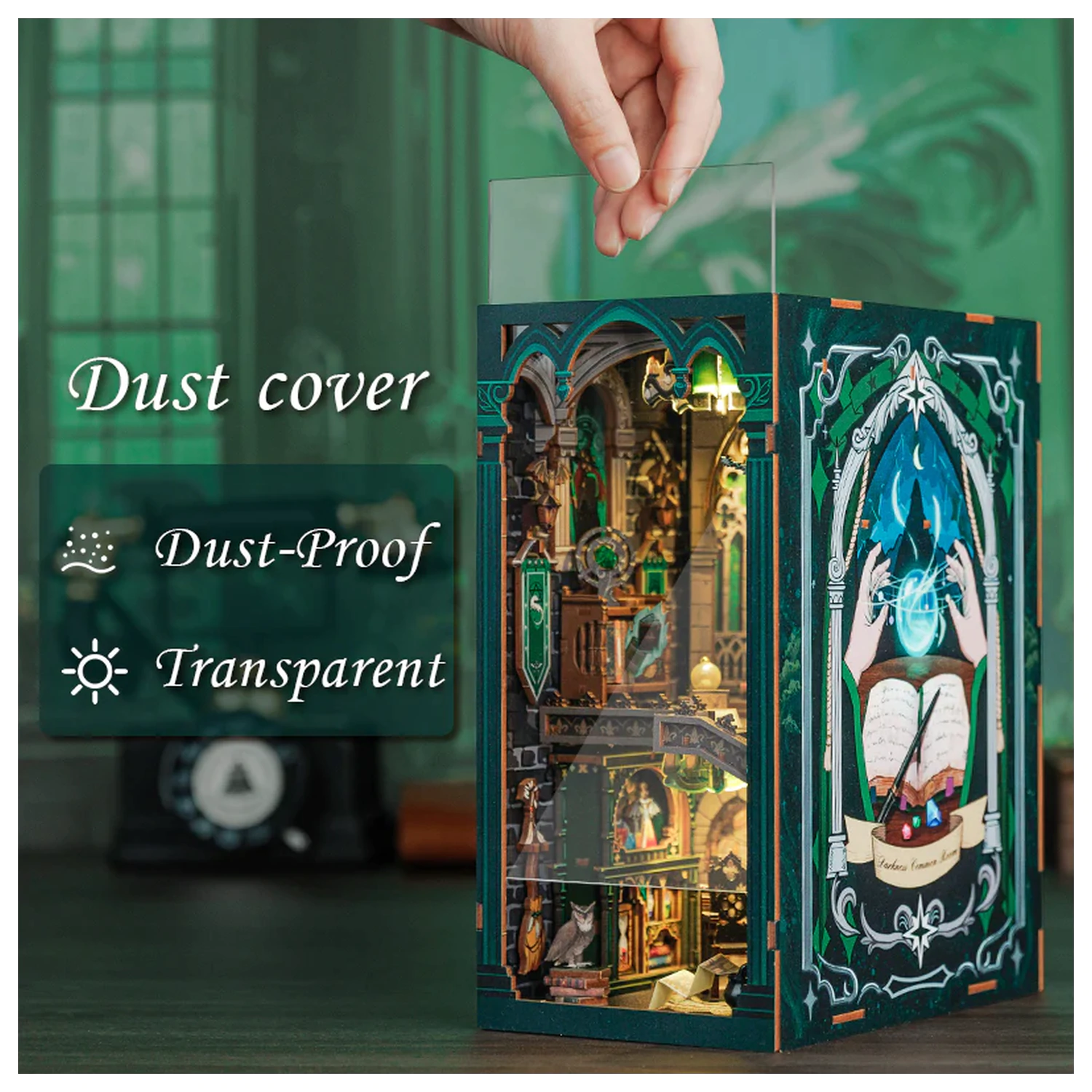 BOOK NOOK KIT DIY Darkness Common Room 150db + LED Light konstrukční sada fotografii produktu