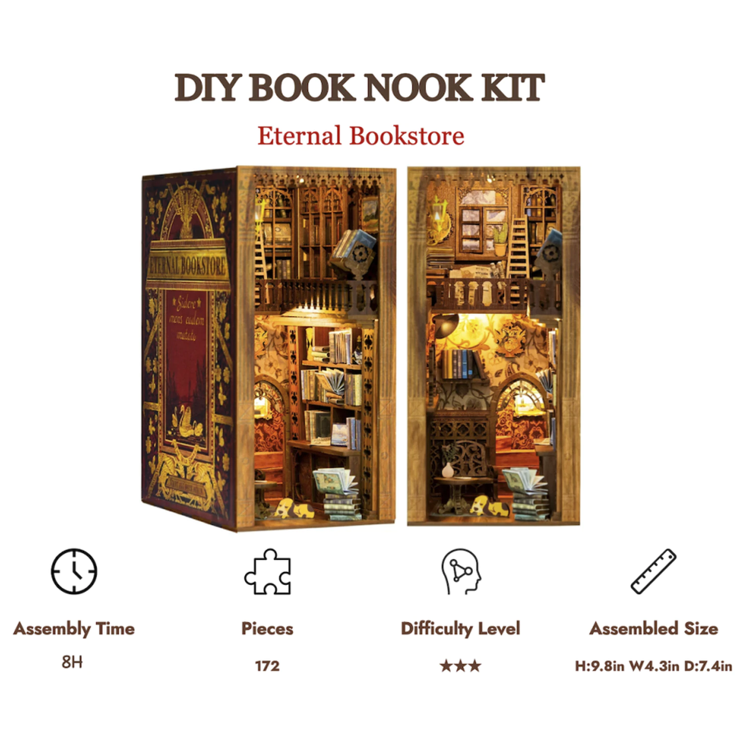 BOOK NOOK KIT DIY Eternal Bookstore 172 dílků + LED Světlo fotografii produktu