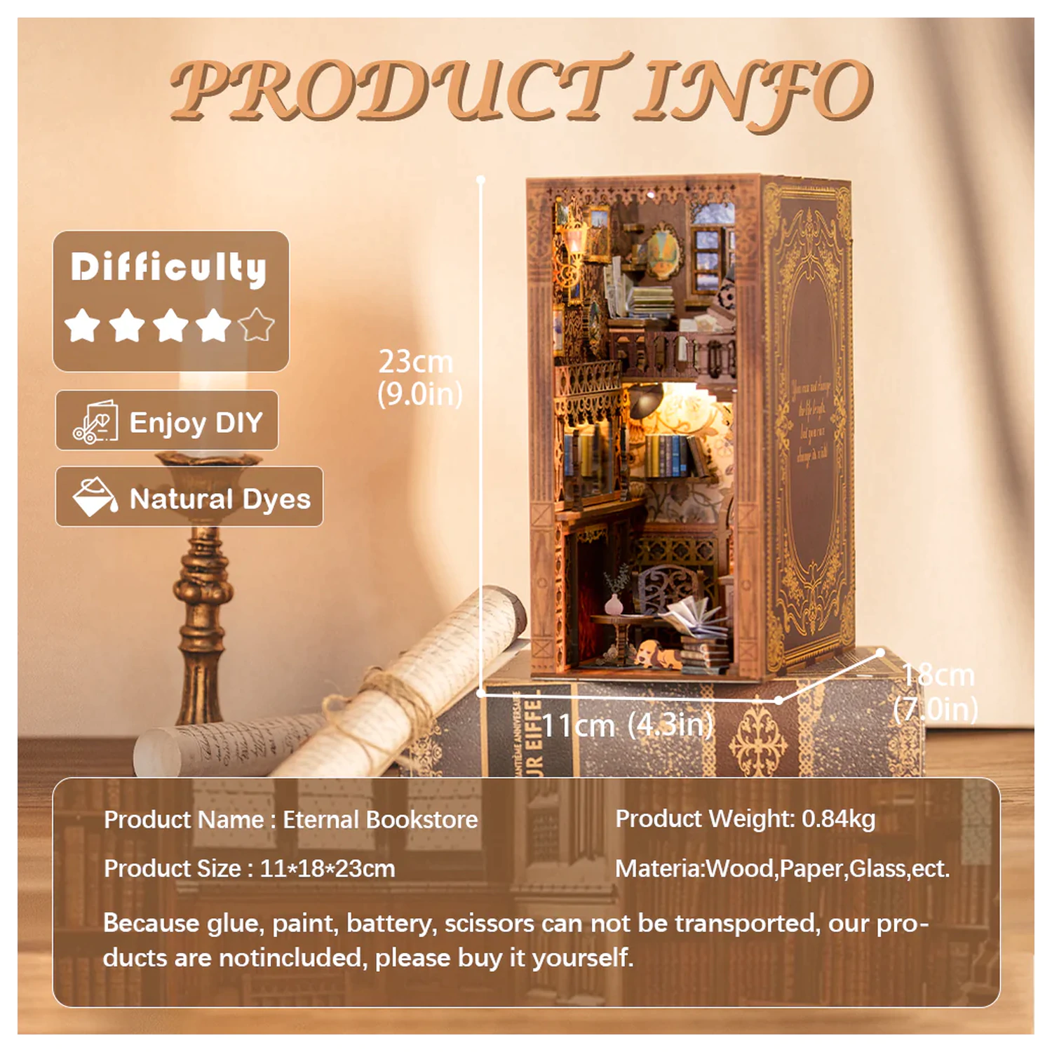 BOOK NOOK KIT DIY Eternal Bookstore 172 dílků + LED Světlo fotografii produktu