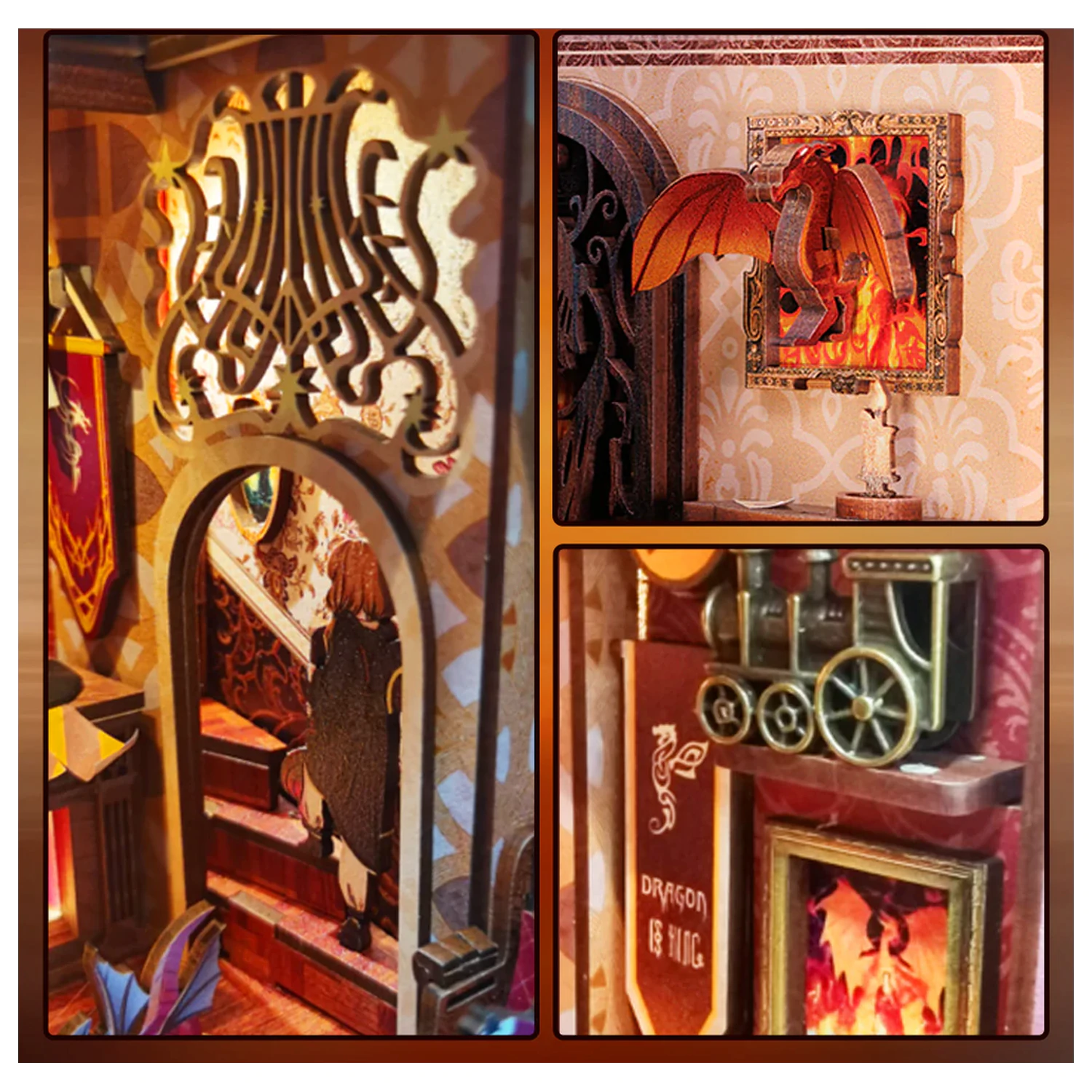 Book Nook Kit DIY Flame Common Room 226db + LED světlo stavebnice fotografii produktu