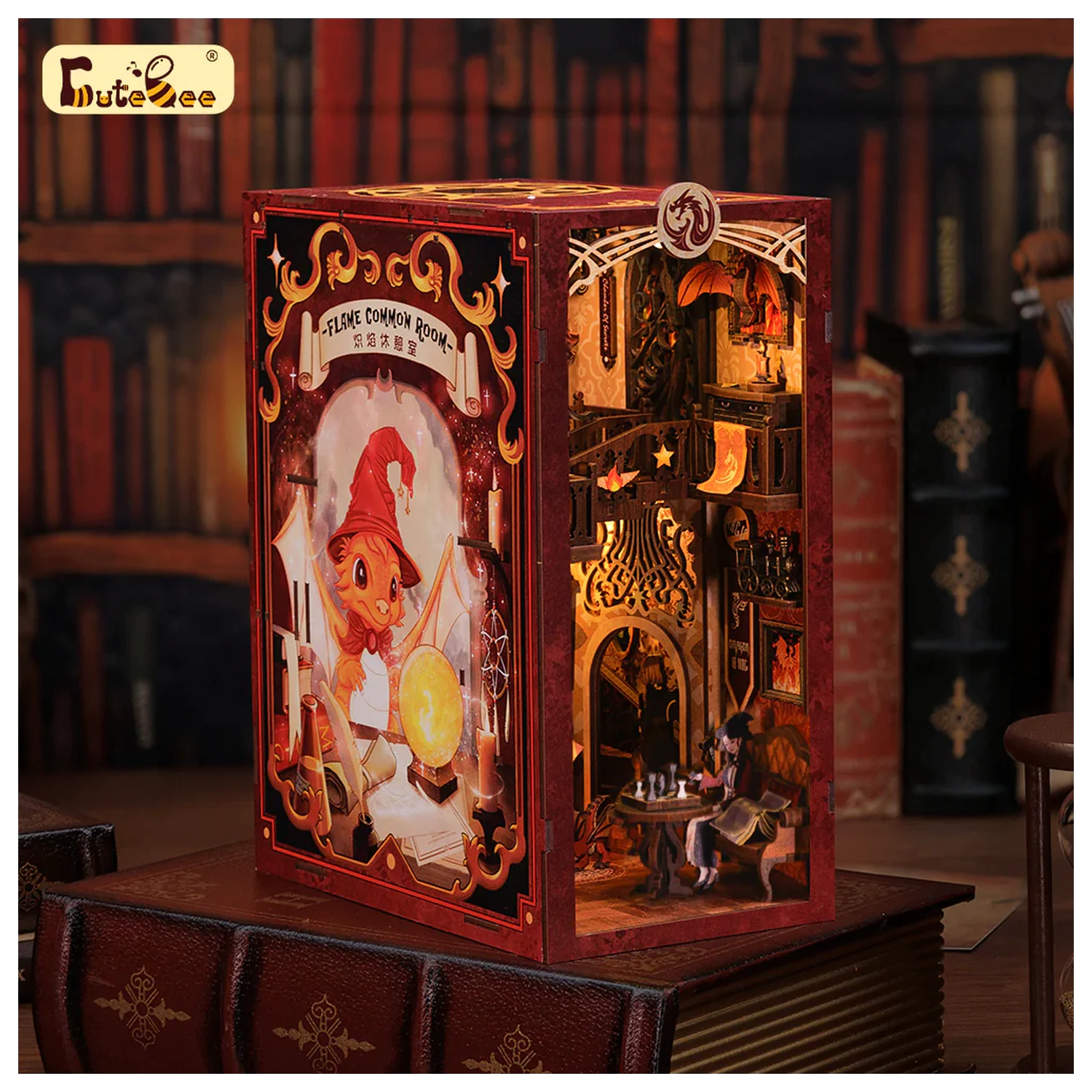 Book Nook Kit DIY Flame Common Room 226db + LED světlo stavebnice fotografii produktu