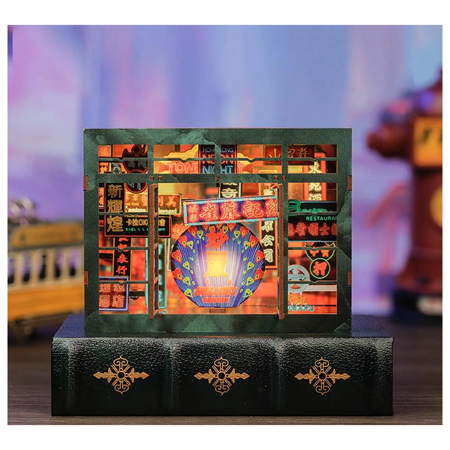 BOOK NOOK KIT DIY Hong Kong Neon Light 49ks + LED Světlo fotografii produktu