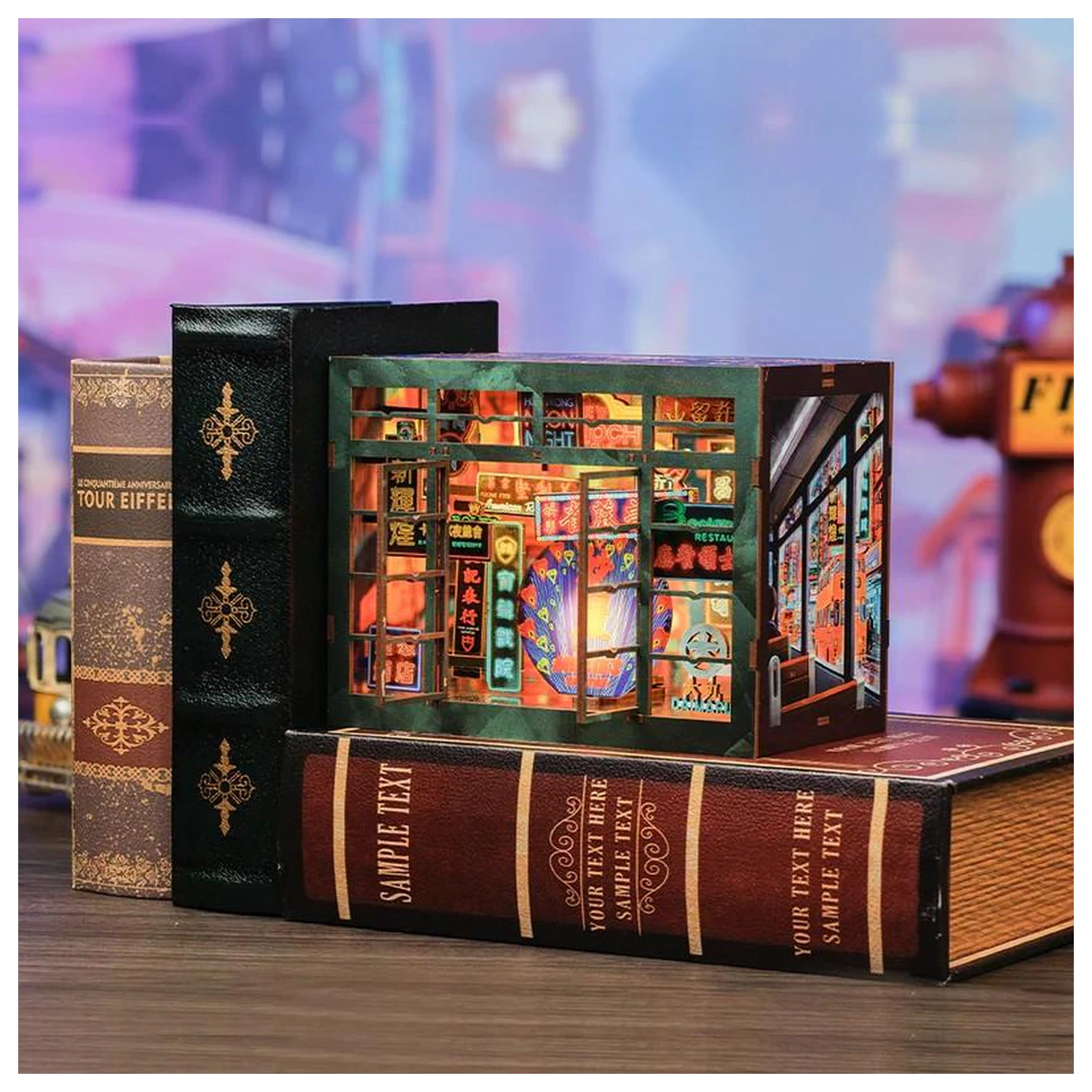 BOOK NOOK KIT DIY Hong Kong Neon Light 49ks + LED Světlo fotografii produktu