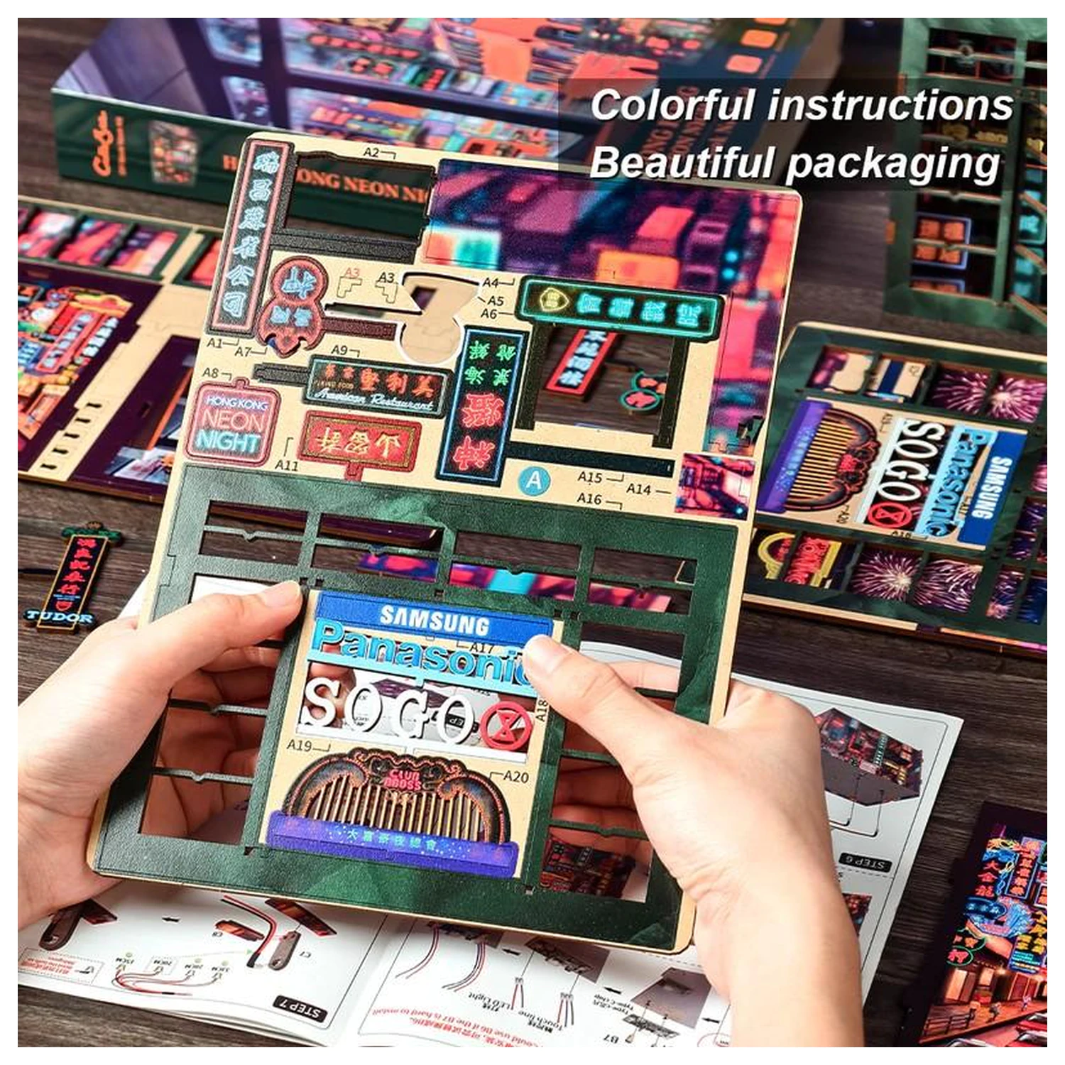 BOOK NOOK KIT DIY Hong Kong Neon Light 49ks + LED Světlo fotografii produktu
