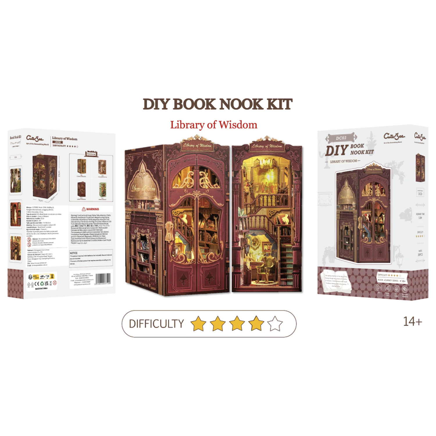 BOOK NOOK KIT DIY Knihovna moudrosti 281 kusů + LED světlo stavebnice fotografii produktu
