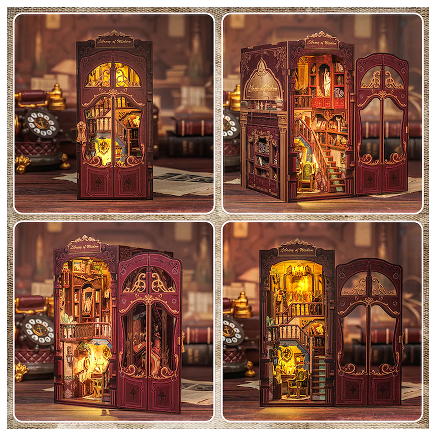 BOOK NOOK KIT DIY Knihovna moudrosti 281 kusů + LED světlo stavebnice fotografii produktu