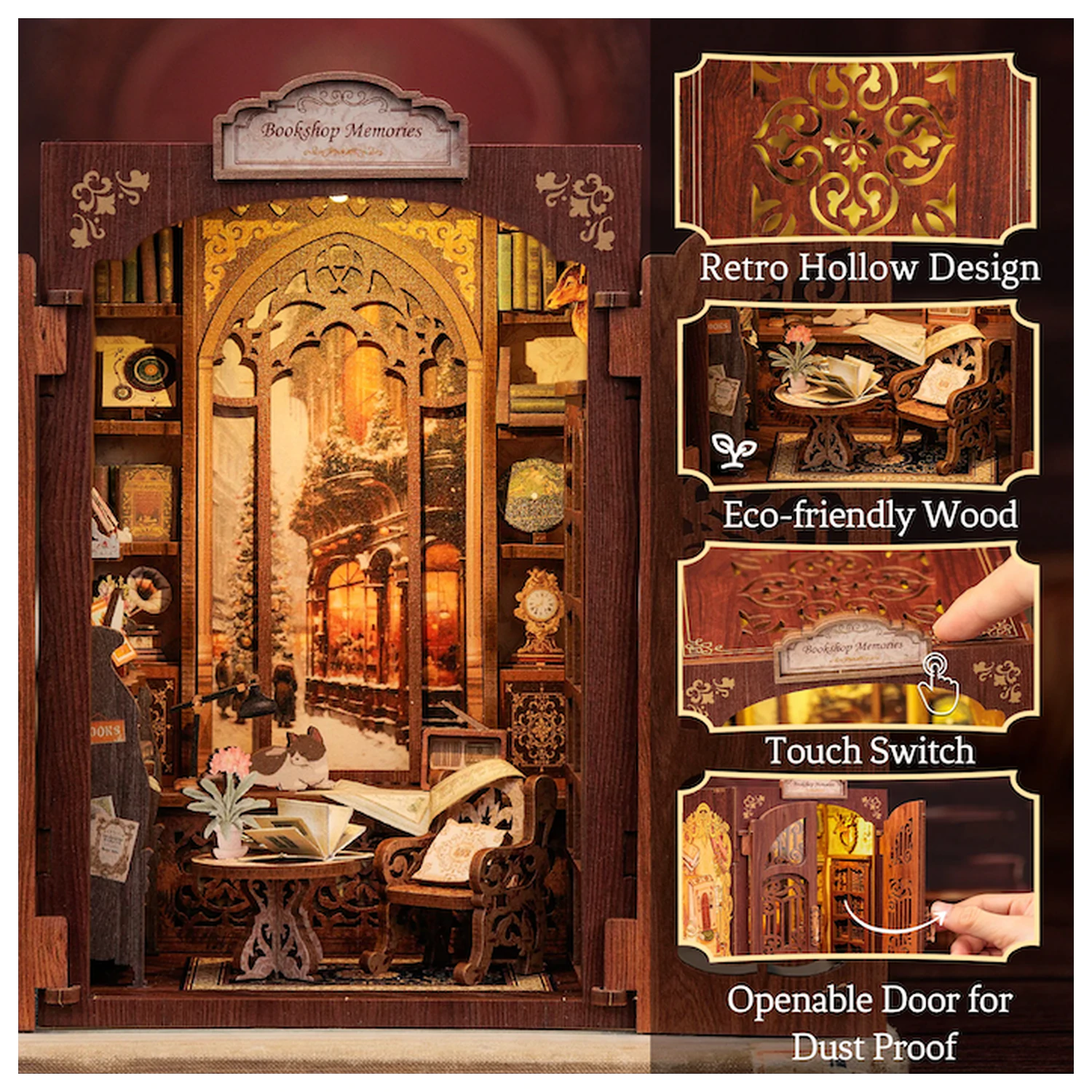 BOOK NOOK KIT DIY Memories Bookshop 127 ks + LED světlo stavebnice fotografii produktu