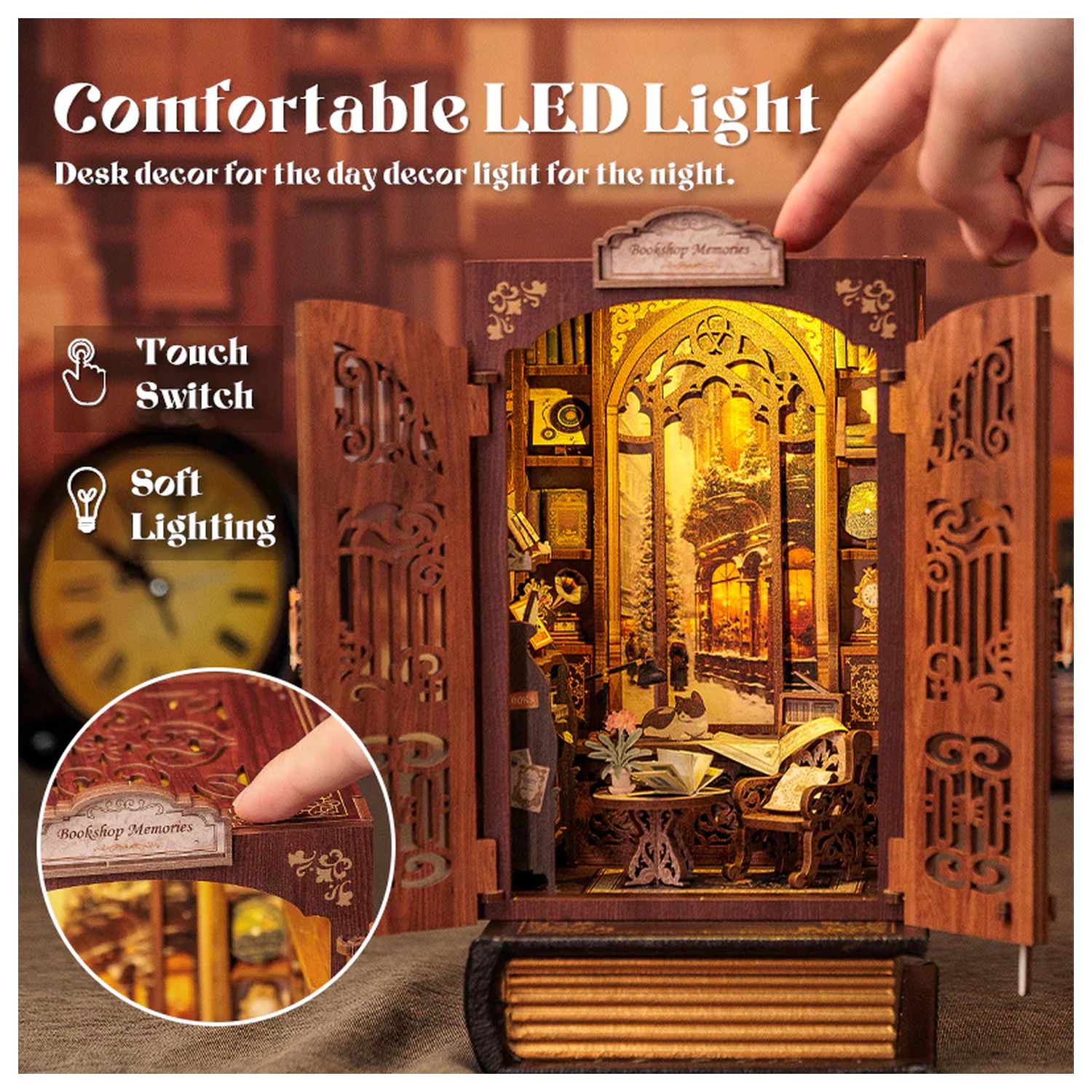 BOOK NOOK KIT DIY Memories Bookshop 127 ks + LED světlo stavebnice fotografii produktu