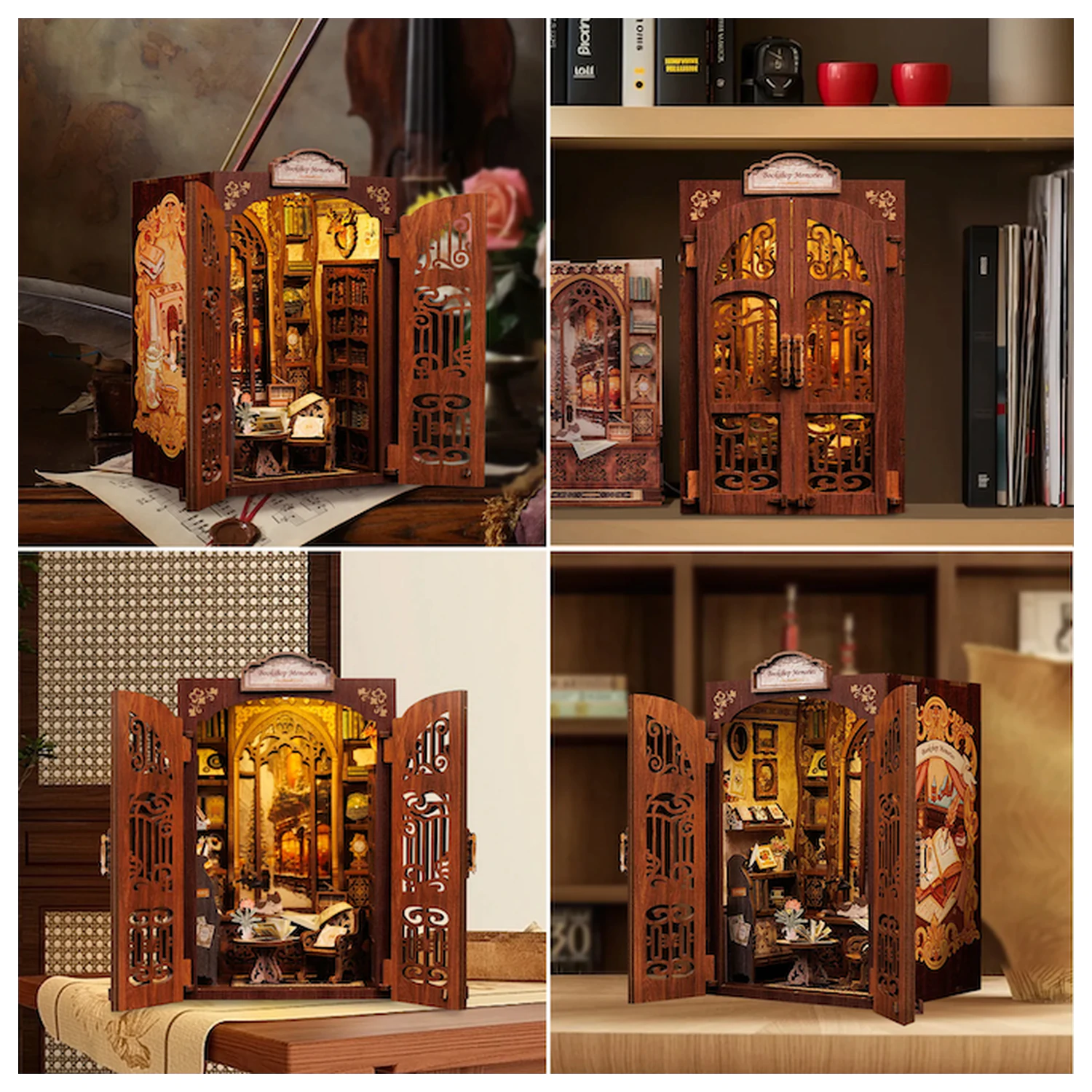 BOOK NOOK KIT DIY Memories Bookshop 127 ks + LED světlo stavebnice fotografii produktu