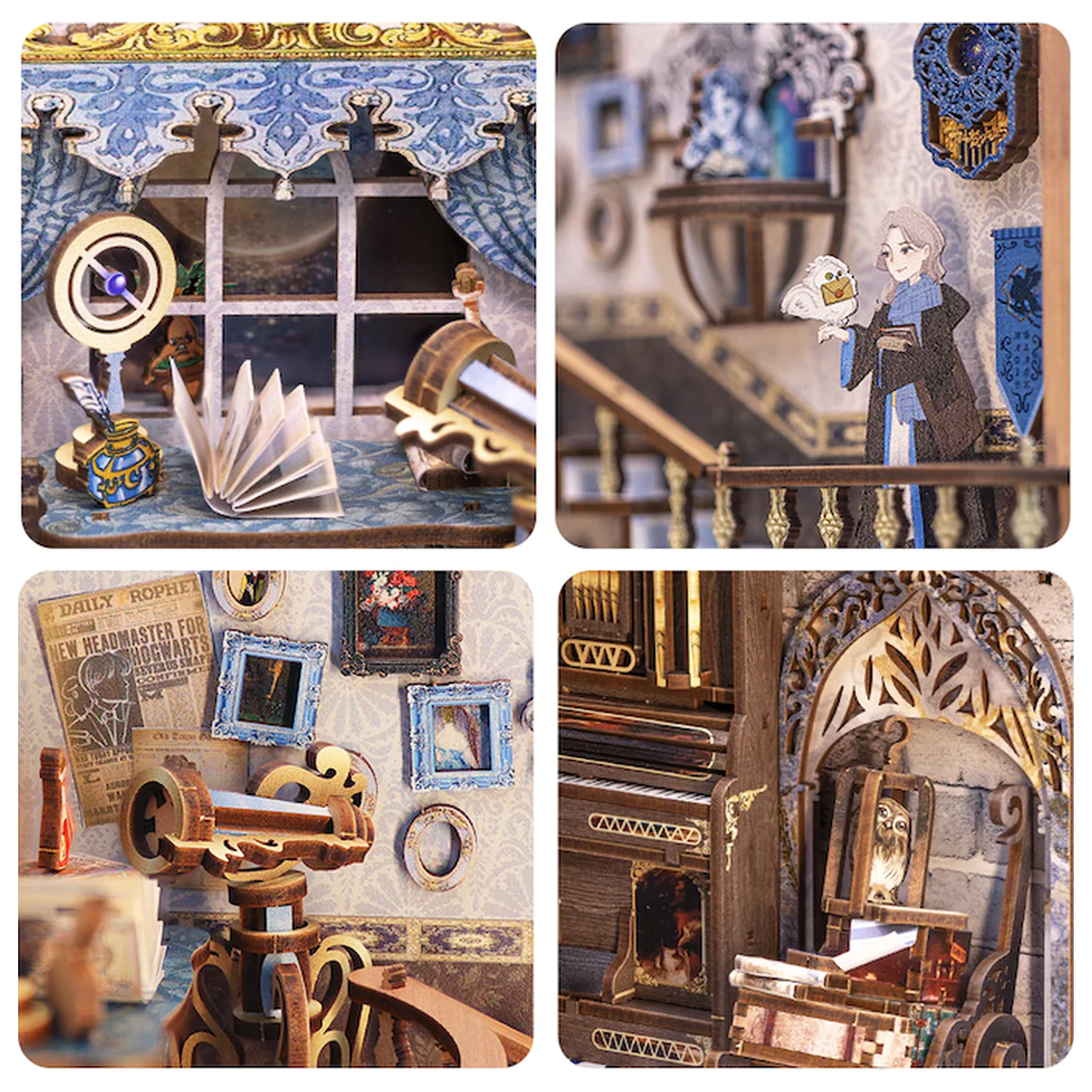 BOOK NOOK KIT DIY Nebula Common Room 350dílná + LED světelná stavebnice fotografii produktu