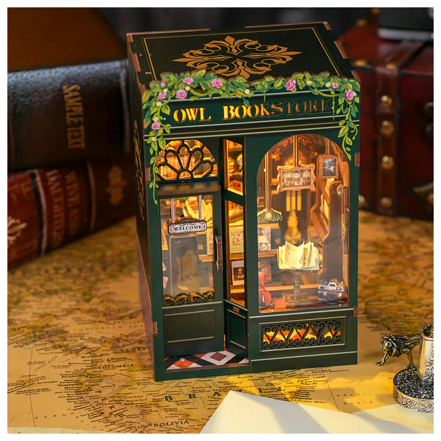 BOOK NOOK KIT DIY Owl Bookstore 139 dílný + LED světlo stavebnice fotografii produktu