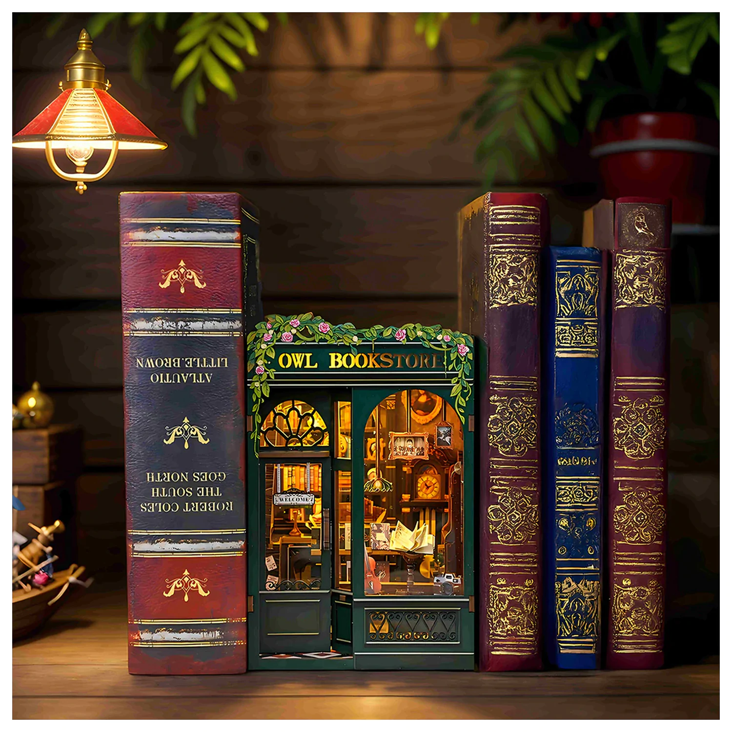 BOOK NOOK KIT DIY Owl Bookstore 139 dílný + LED světlo stavebnice fotografii produktu