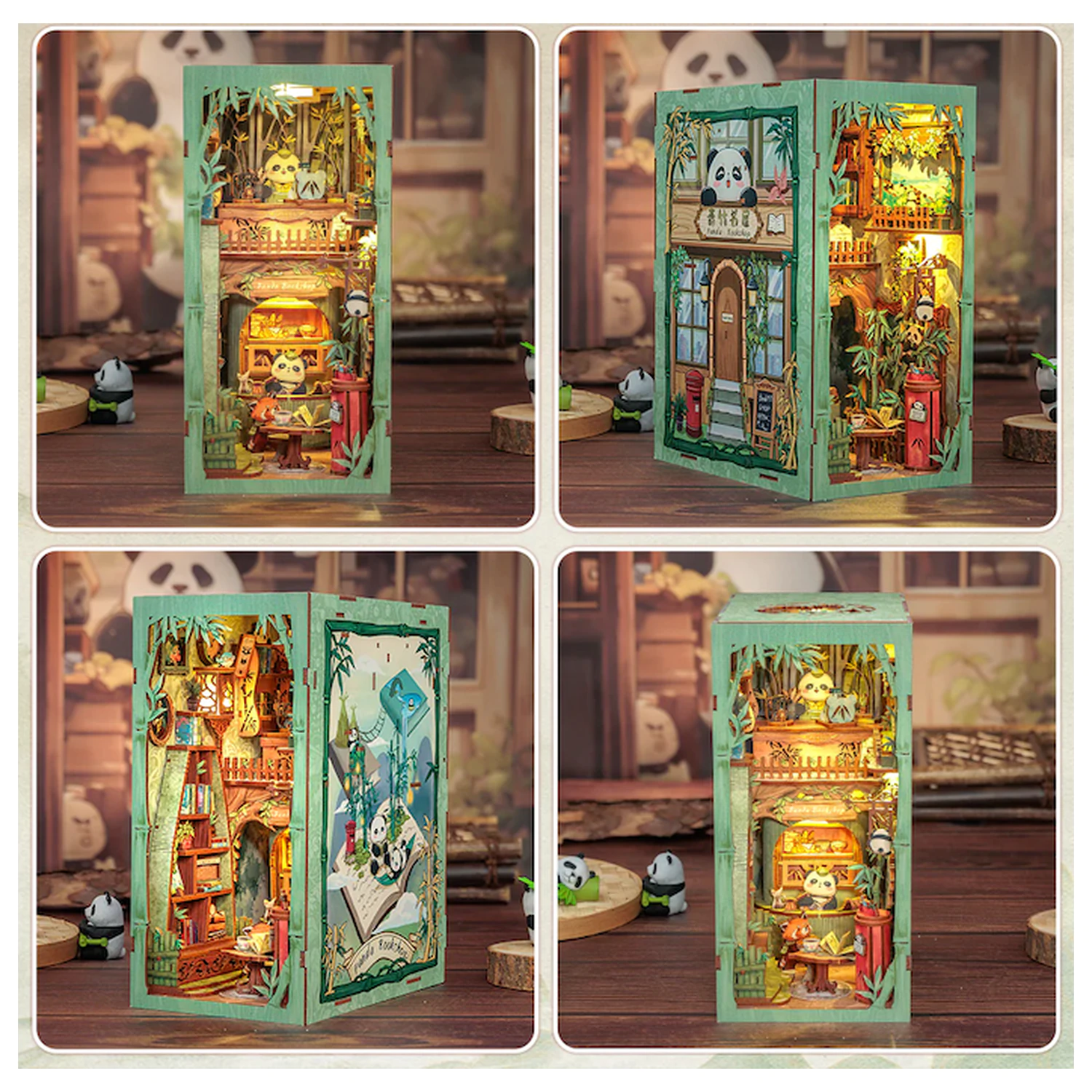 BOOK NOOK KIT DIY Panda Bookshop 239 ks + LED světlo fotografii produktu