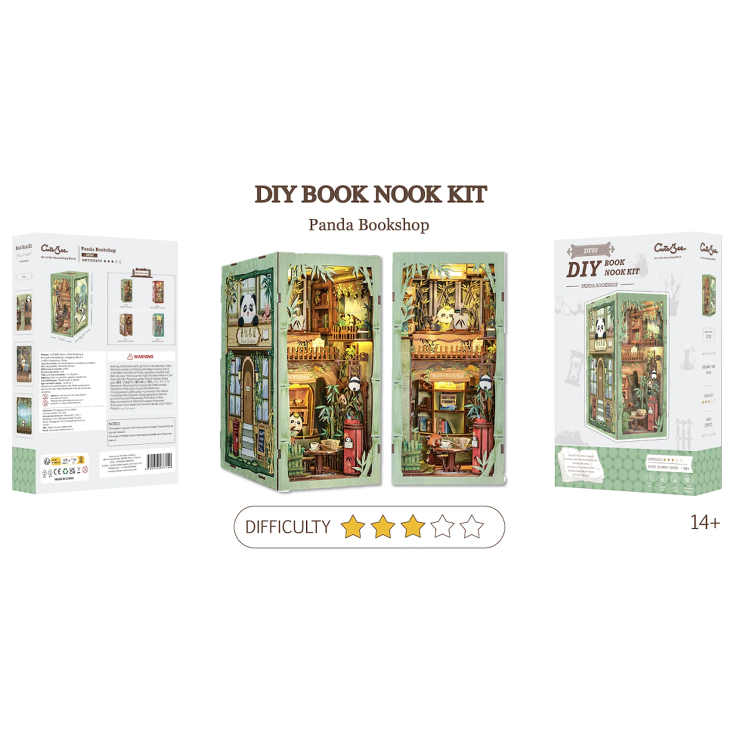 BOOK NOOK KIT DIY Panda Bookshop 239 ks + LED světlo fotografii produktu