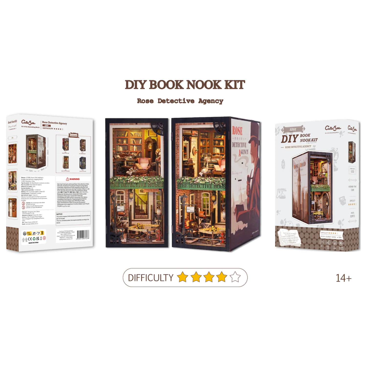 BOOK NOOK KIT DIY Rose Detective Agency 322ks + LED světlo stavebnice fotografii produktu