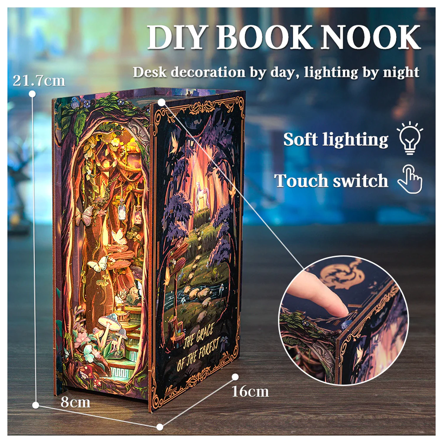 Book Nook Kit DIY The Grace of the Forest 89 ks + LED světlo fotografii produktu