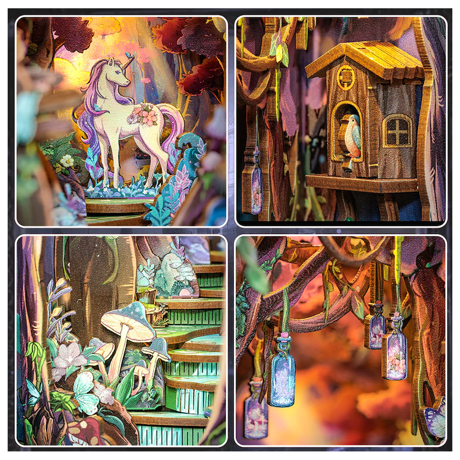 Book Nook Kit DIY The Grace of the Forest 89 ks + LED světlo fotografii produktu