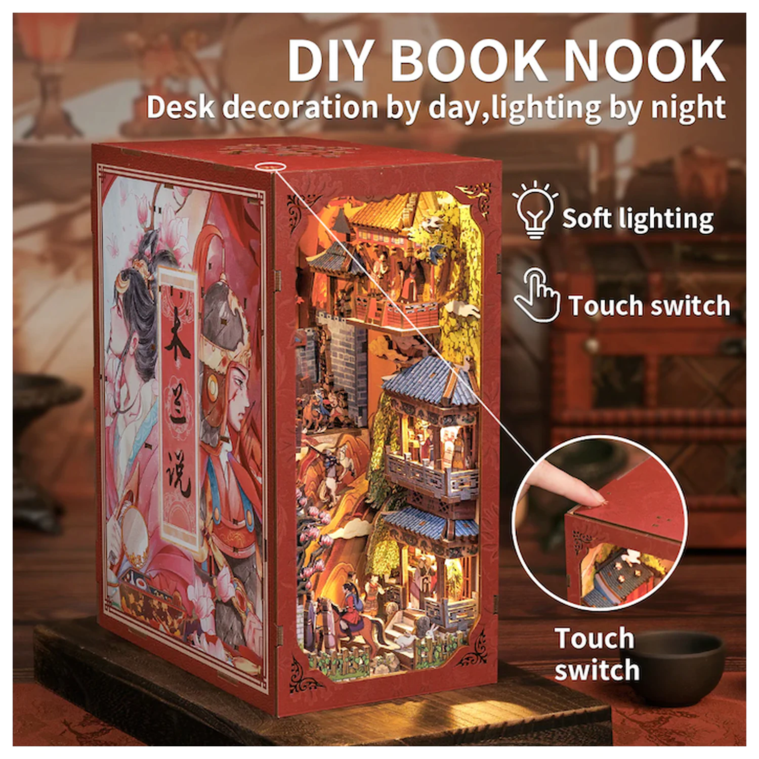 BOOK NOOK KIT DIY The Legend of Mulan 298 dílků + LED Light stavebnice fotografii produktu