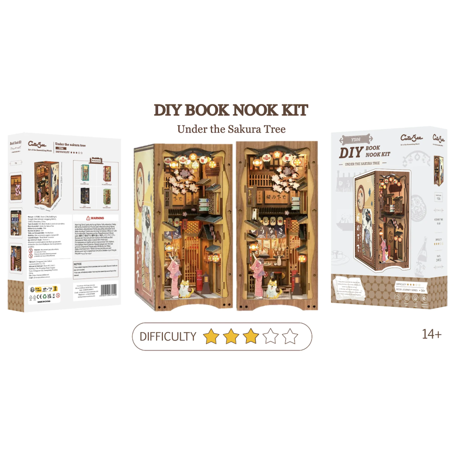 BOOK NOOK KIT DIY Pod Sakura Stromem 214 dílků + LED Světlo stavebnice fotografii produktu