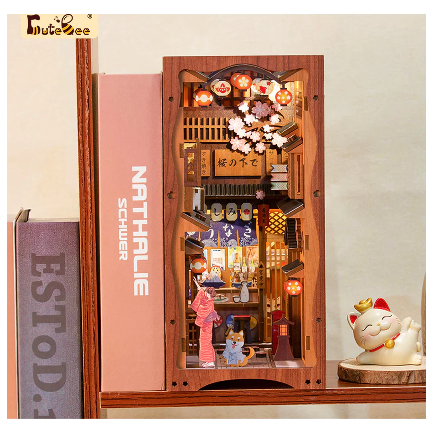 BOOK NOOK KIT DIY Pod Sakura Stromem 214 dílků + LED Světlo stavebnice fotografii produktu