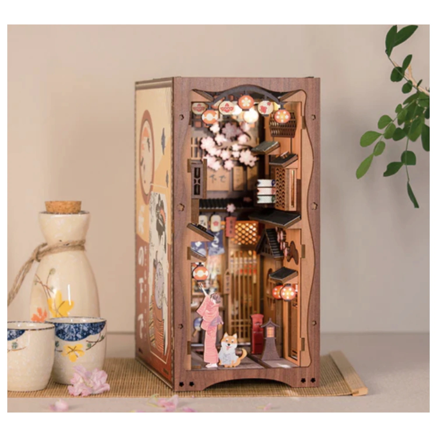 BOOK NOOK KIT DIY Pod Sakura Stromem 214 dílků + LED Světlo stavebnice fotografii produktu