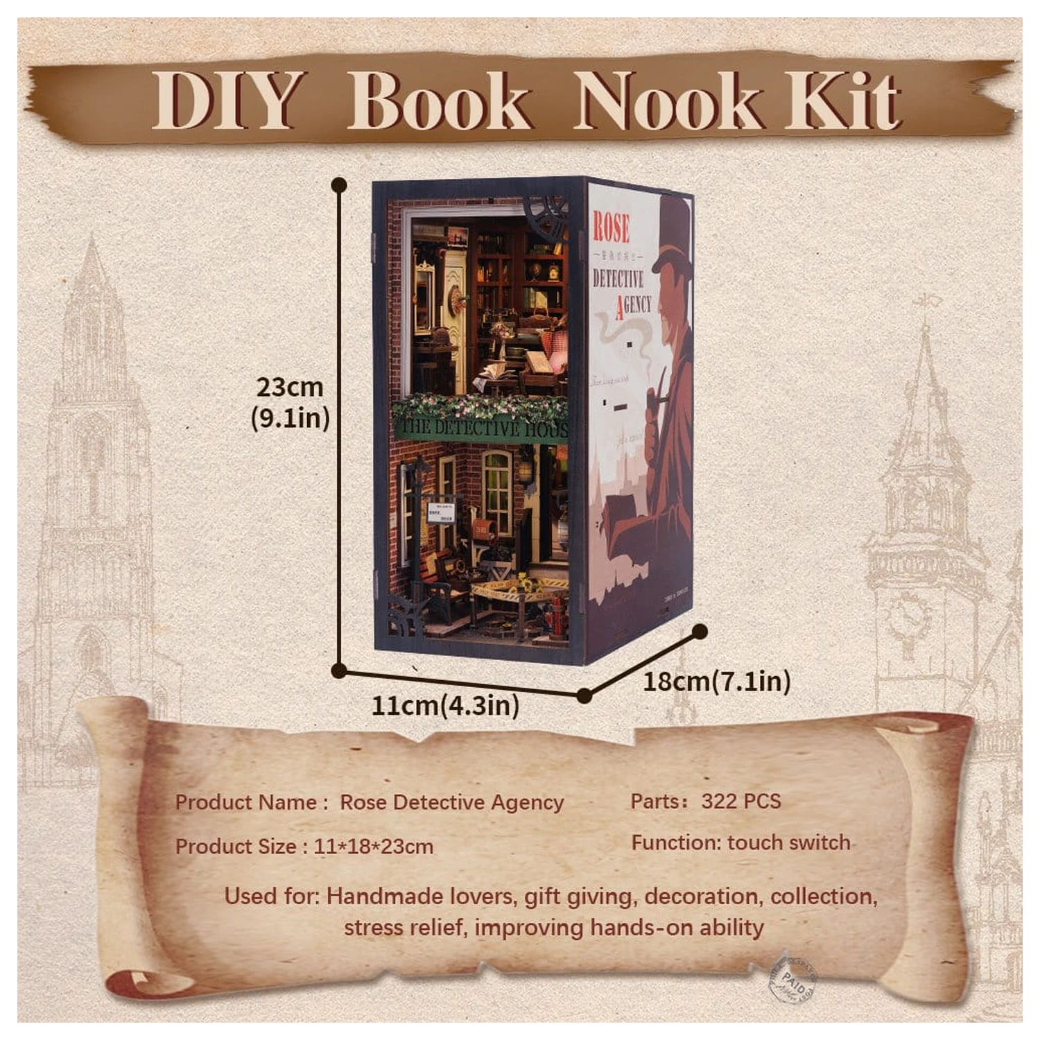 Book Nook Rose Detective Agency 23 x 11 cm fotografii produktu