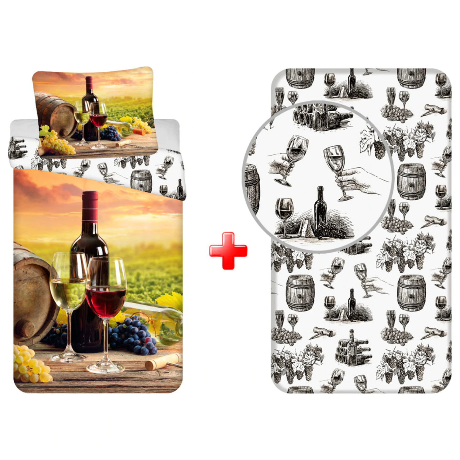 Sada povlaků na peřinu a prostěradla "Wine Tasting" fotografii produktu
