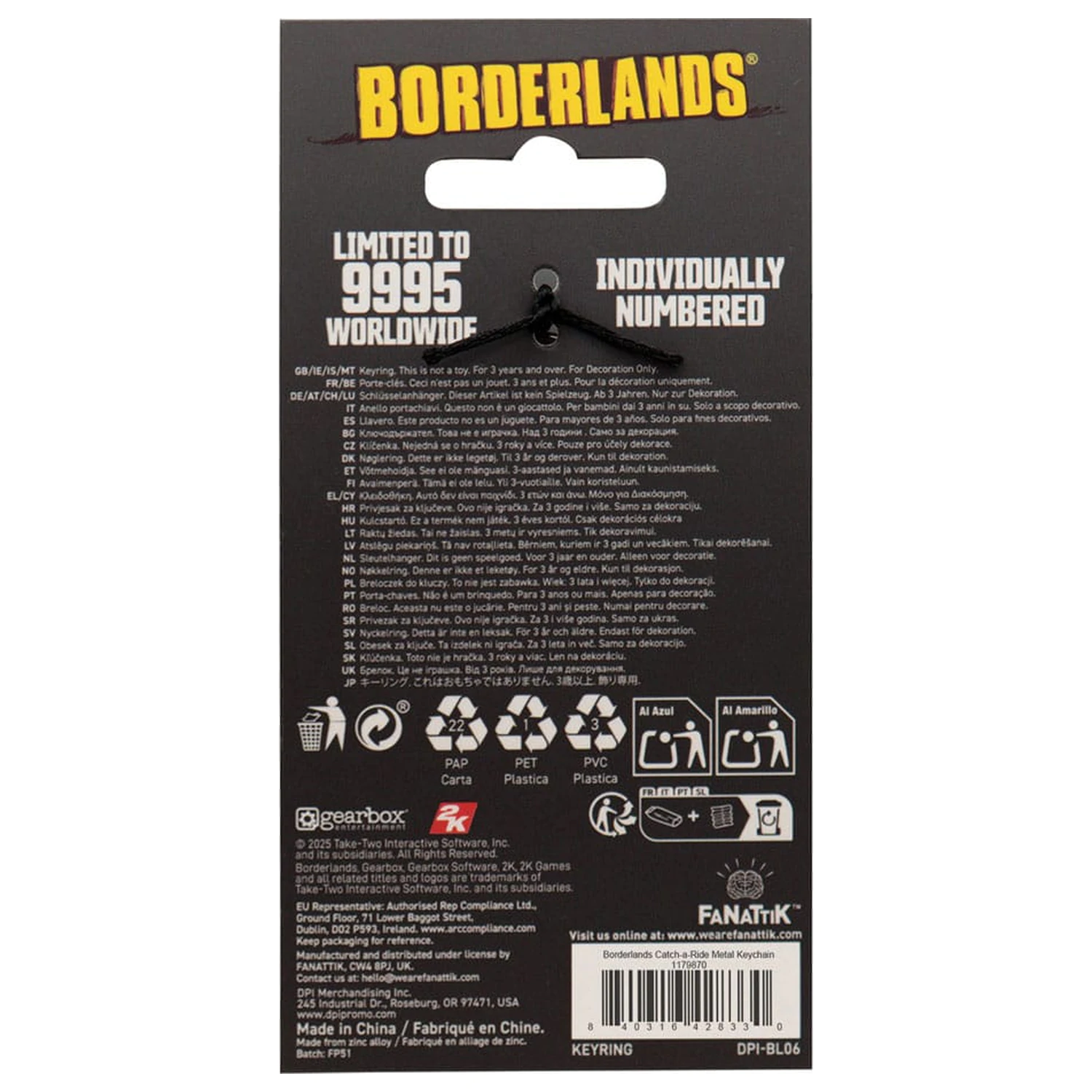 Borderlands Klíčenka Catch-A-Ride Limitovaná edice fotografii produktu