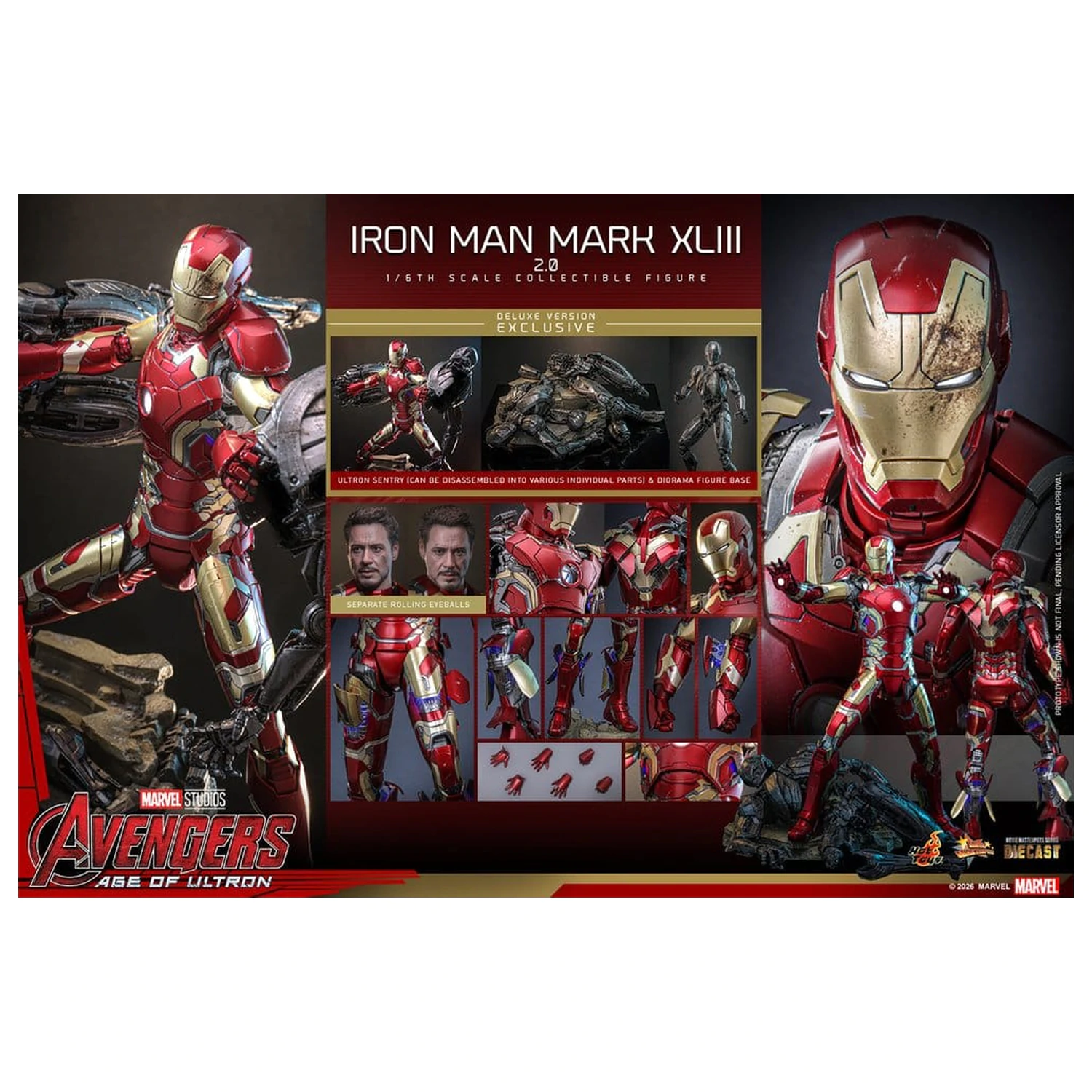 Avengers: Age of Ultron Movie Masterpiece Odlitek Akční figurka 1/6 Iron Man Mark XLIII (2.0) (Deluxe verze) 32 cm fotografii produktu