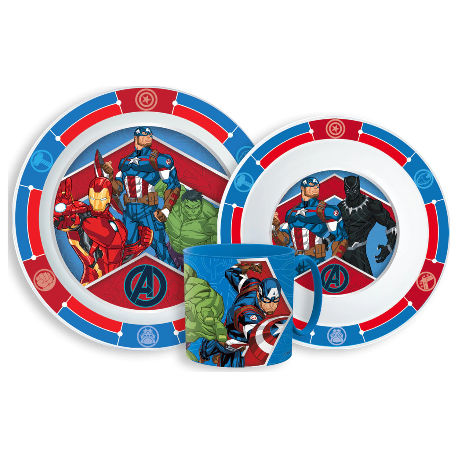Sada jídelního nádobí Avengers Army, mikro plastová sada s hrnkem fotografii produktu