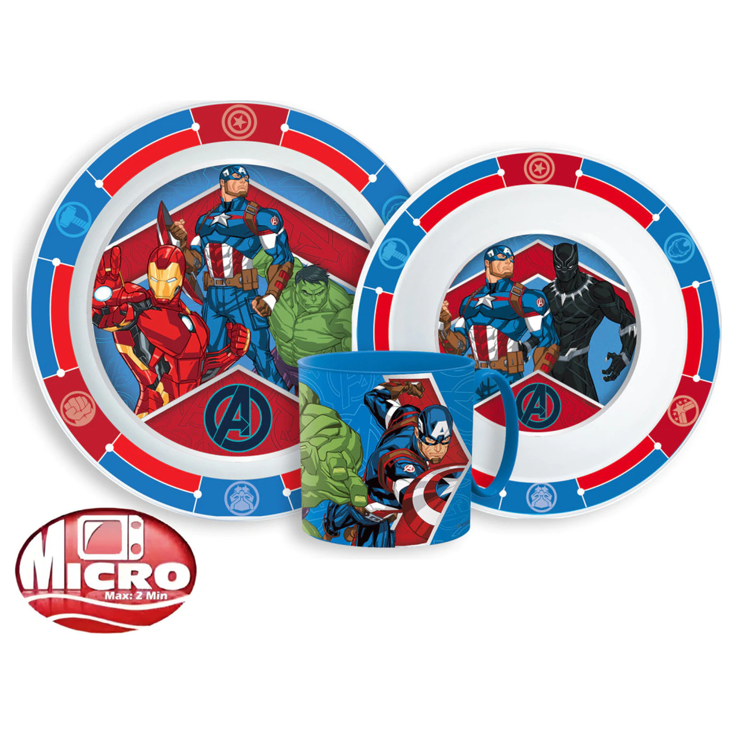 Sada jídelního nádobí Avengers Army, mikro plastová sada s hrnkem fotografii produktu