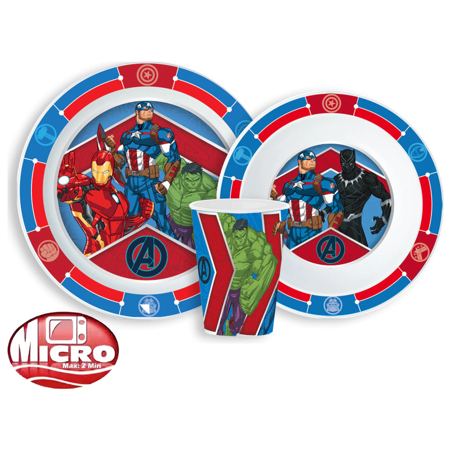 Avengers Army jídelní set, Micro Plastic set, se sklenicí 260 ml fotografii produktu