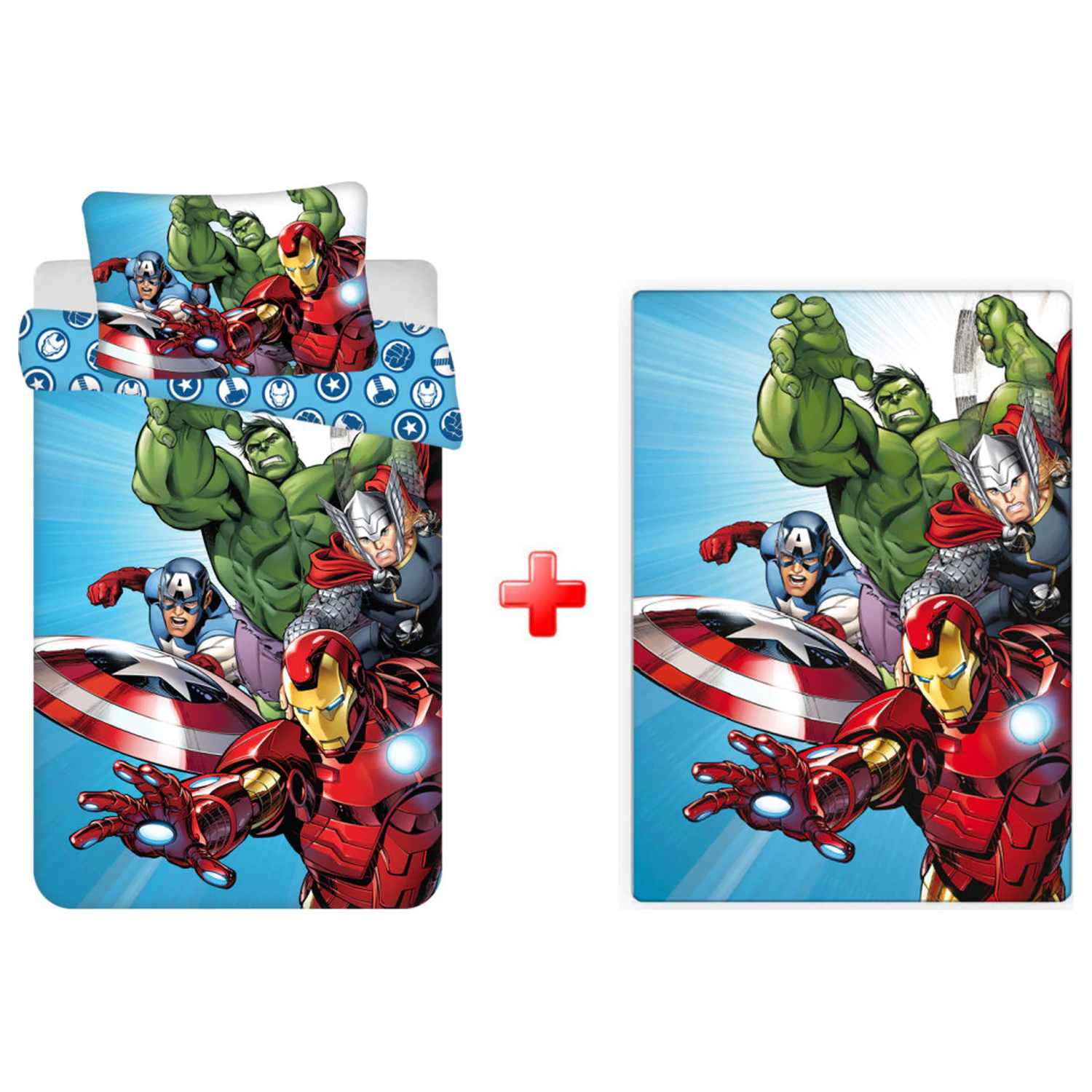 Avengers Světle modré dětské, předškolní povlak na peřinu a fleecová deka set fotografii produktu
