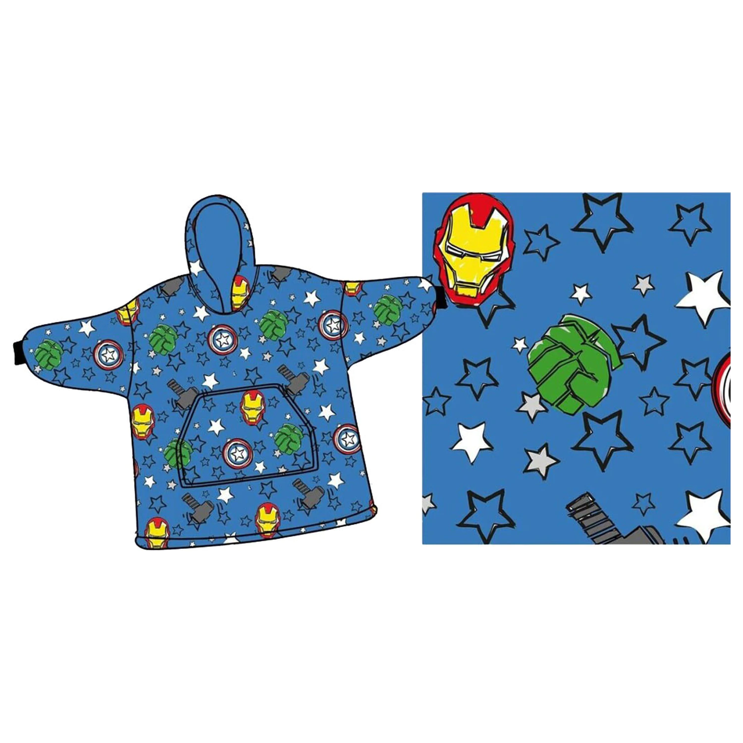 Avengers Mini Hero nositelná plyšová flísová deka, Poncho 7-14 let fotografii produktu