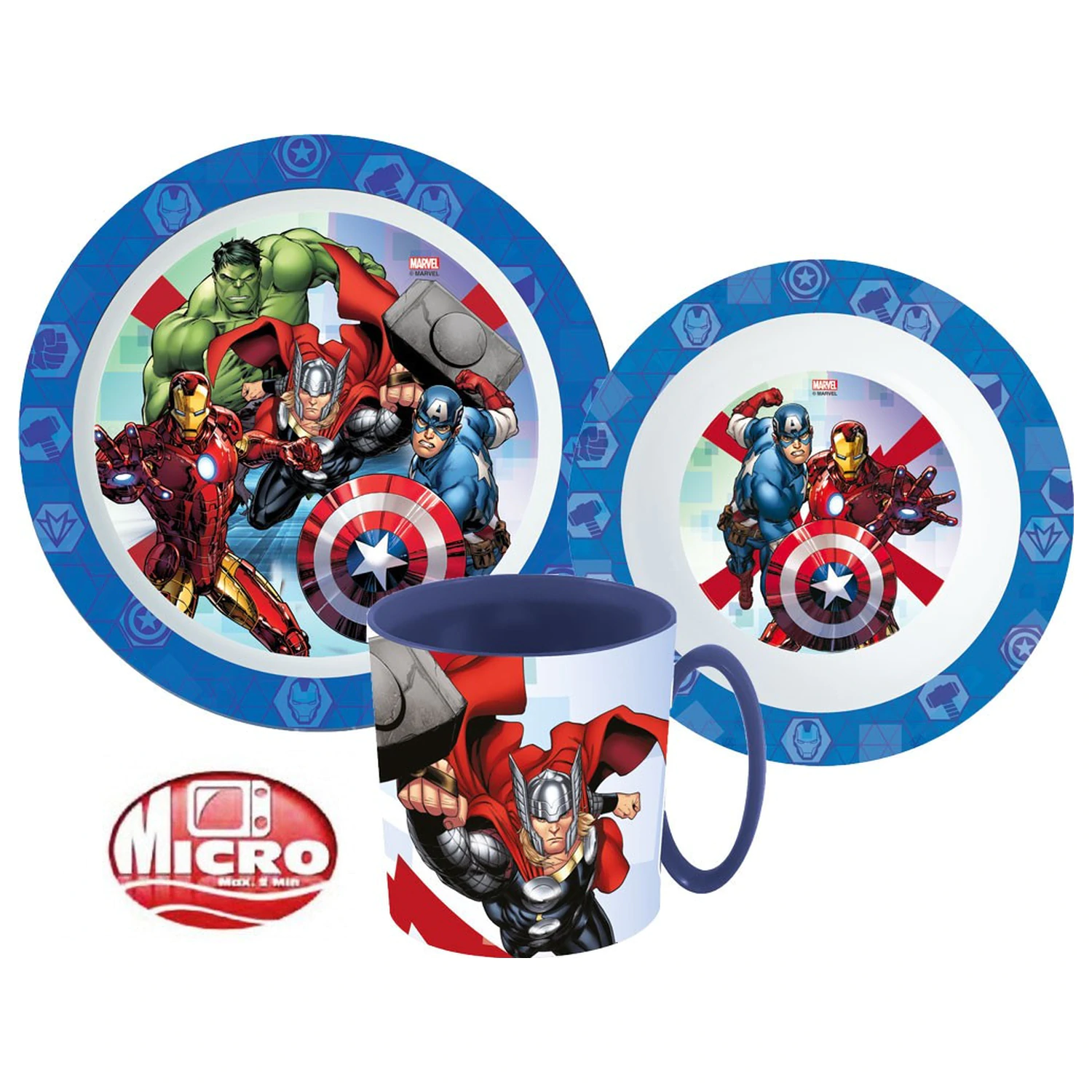 Avengers Rolling Thunder jídelní souprava, mikroplastová sada s hrnkem 350 ml fotografii produktu