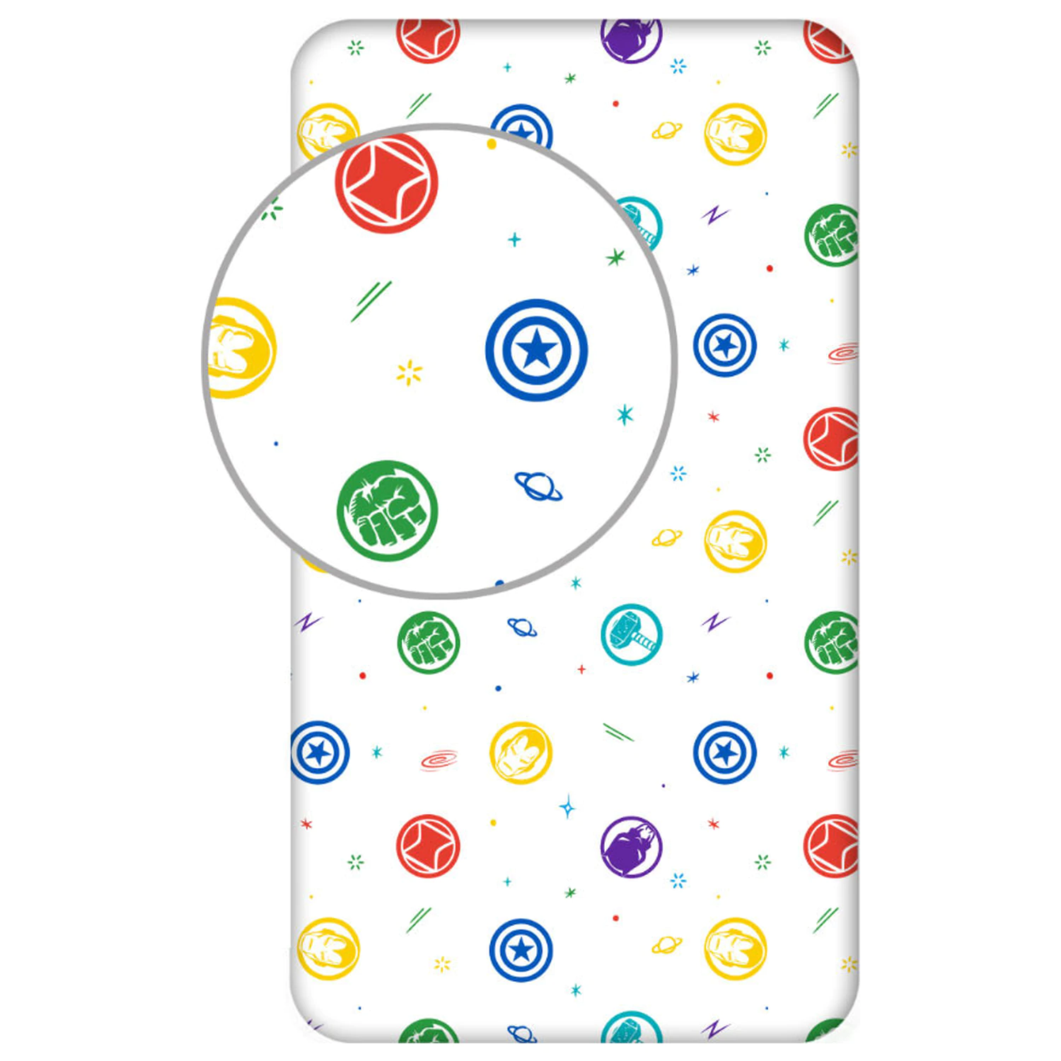 Prostěradlo Avengers Symbols fitted 90x200 cm fotografii produktu