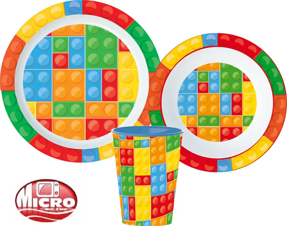 Cihly, nádobí se vzorem Lego, mikro plastová sada fotografii produktu
