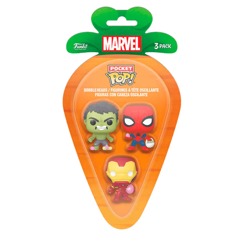 Mrkvový kapesní POP blistr 3 figurky Marvel Spiderman Hulk Iron Man fotografii produktu