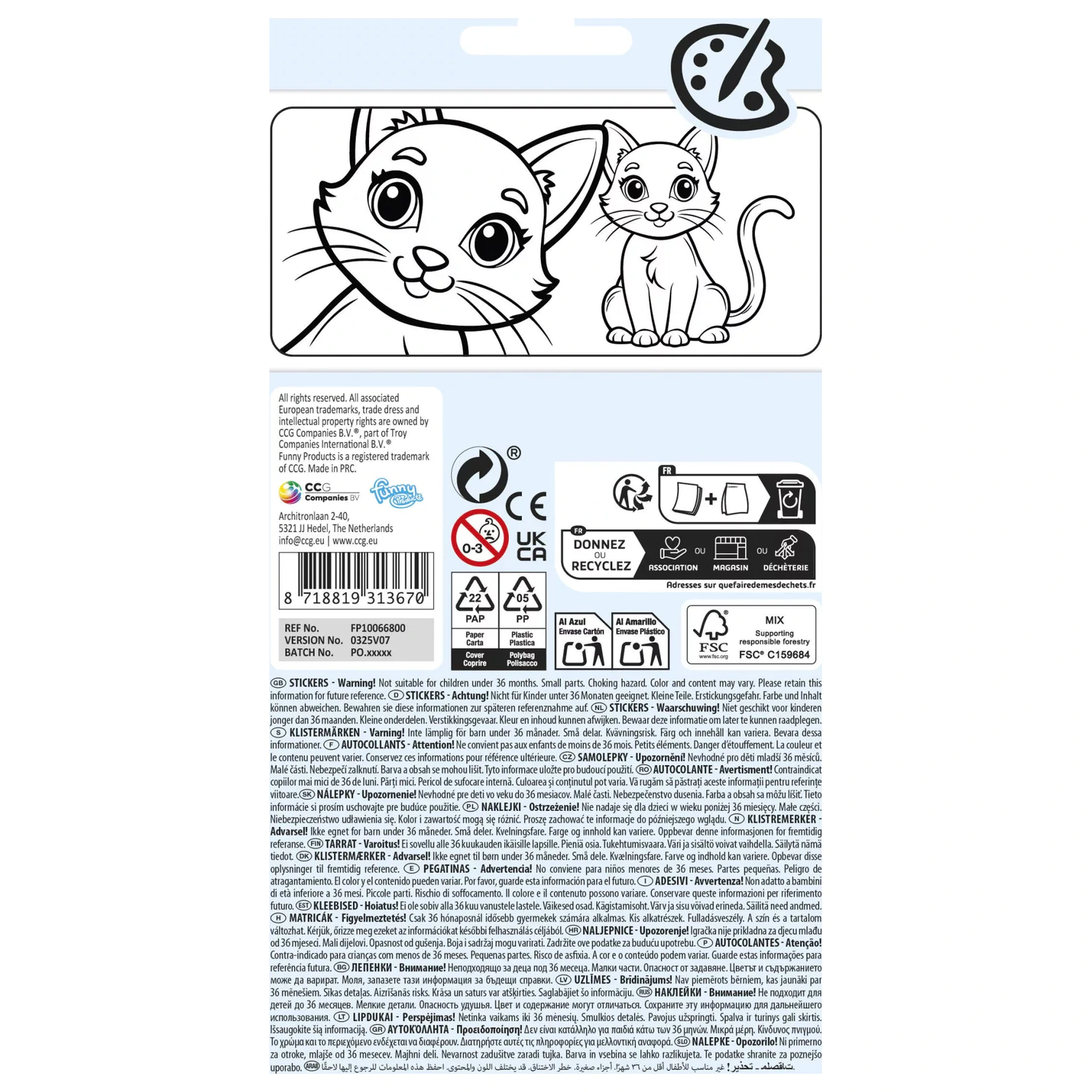 Cat Funny sticker fotografii produktu