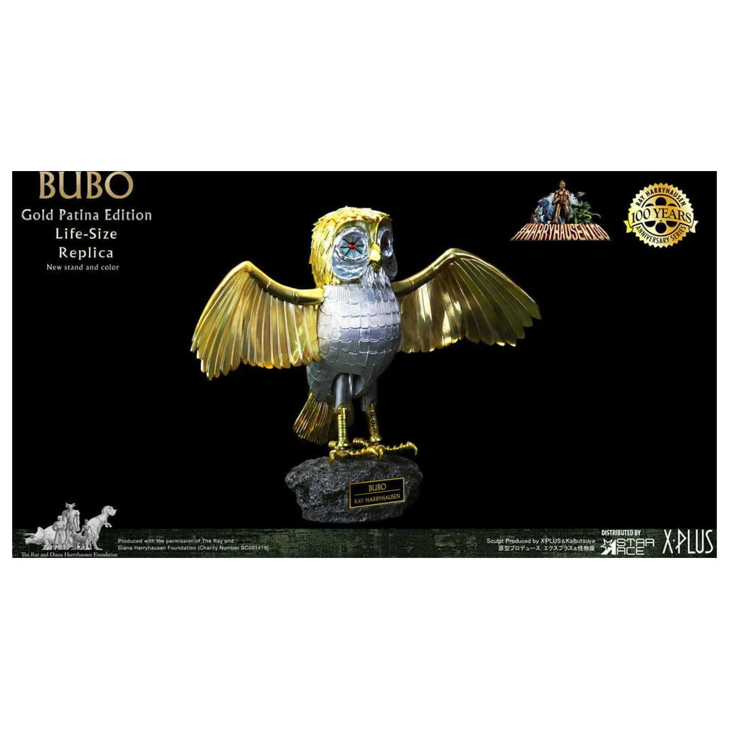 Clash of the Titans Statue Ray Harryhausens Bubo Gold Patina Edition Deluxe Ver. 34 cm fotografii produktu