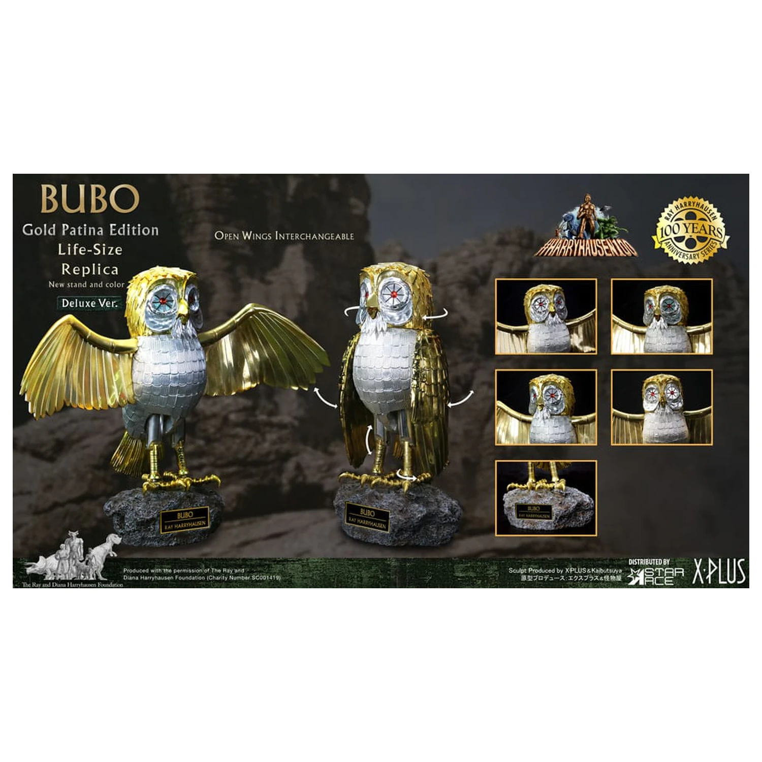 Clash of the Titans Statue Ray Harryhausens Bubo Gold Patina Edition Deluxe Ver. 34 cm fotografii produktu