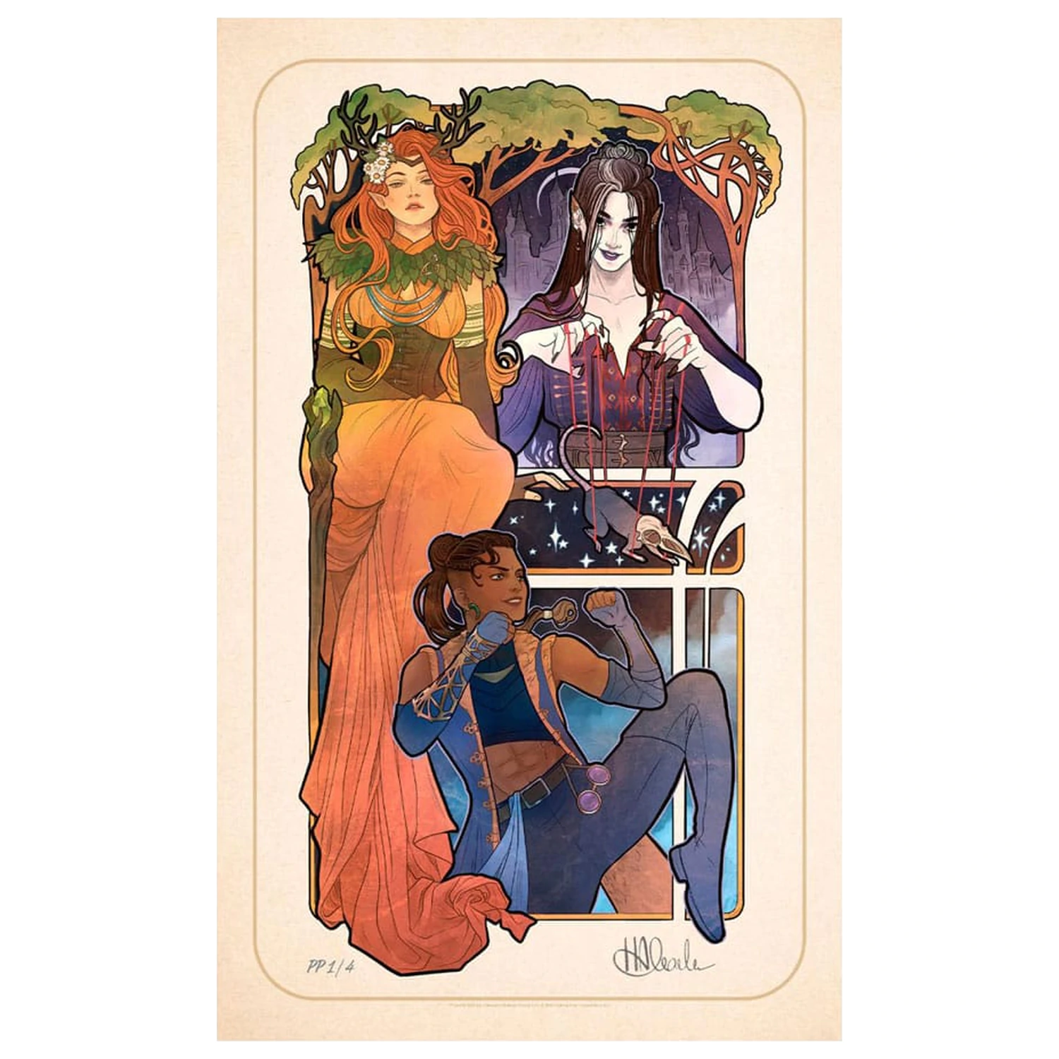 Critical Role Art Print Marisha Ray: 10th Anniversary Art Nouveau Illustrations 46 x 28 cm - nezarámovaný fotografii produktu