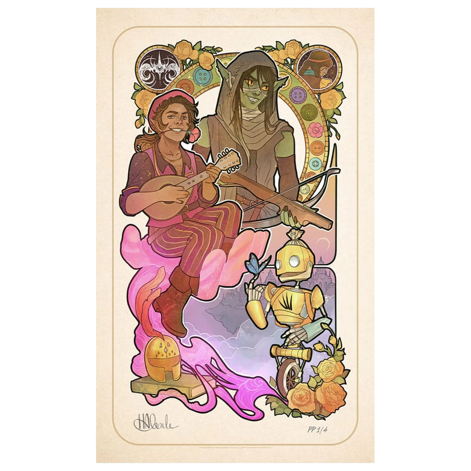 Critical Role Art Print Sam Riegel: 10th Anniversary Art Nouveau Illustrations 46 x 28 cm - nezarámovaný fotografii produktu